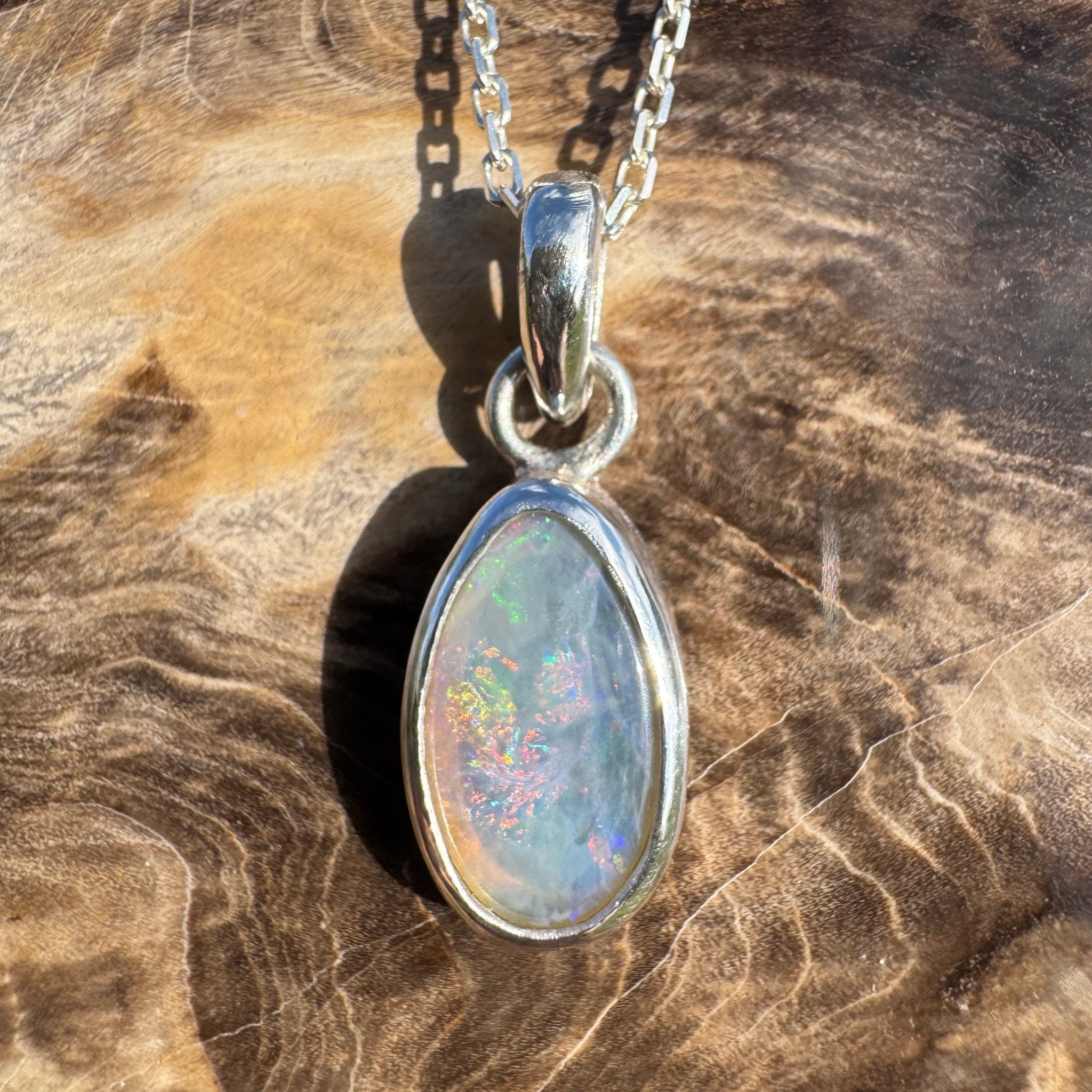2.2ct Lightning Ridge Crystal Opal Pendant Necklace ~ 'Wineglass Radiance' | 925 Sterling Silver | Solid Australian Opal
