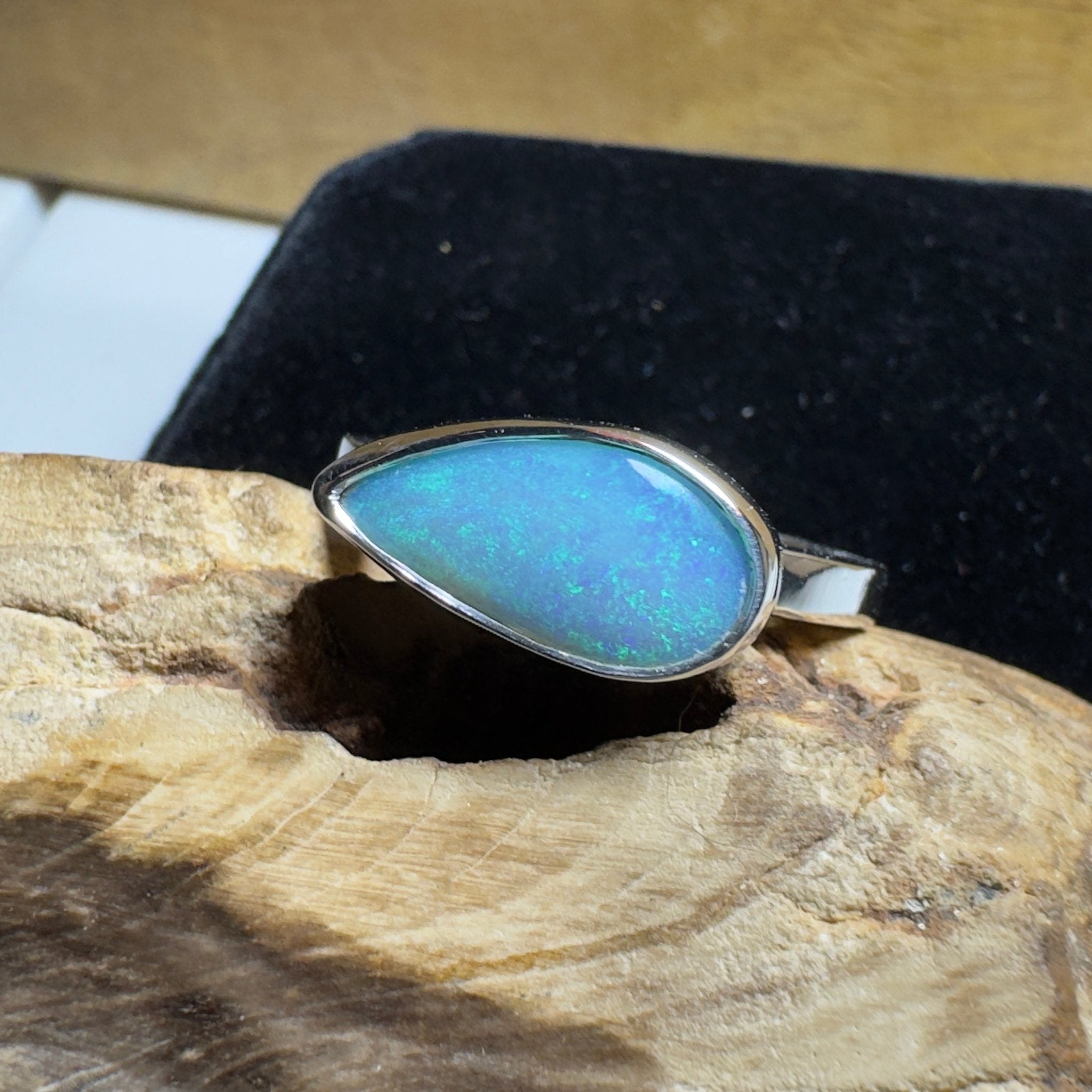 2.2ct Lightning Ridge Opal Ring ~ 'Daintree Azure' | 925 Sterling Silver | Solid Australian Opal