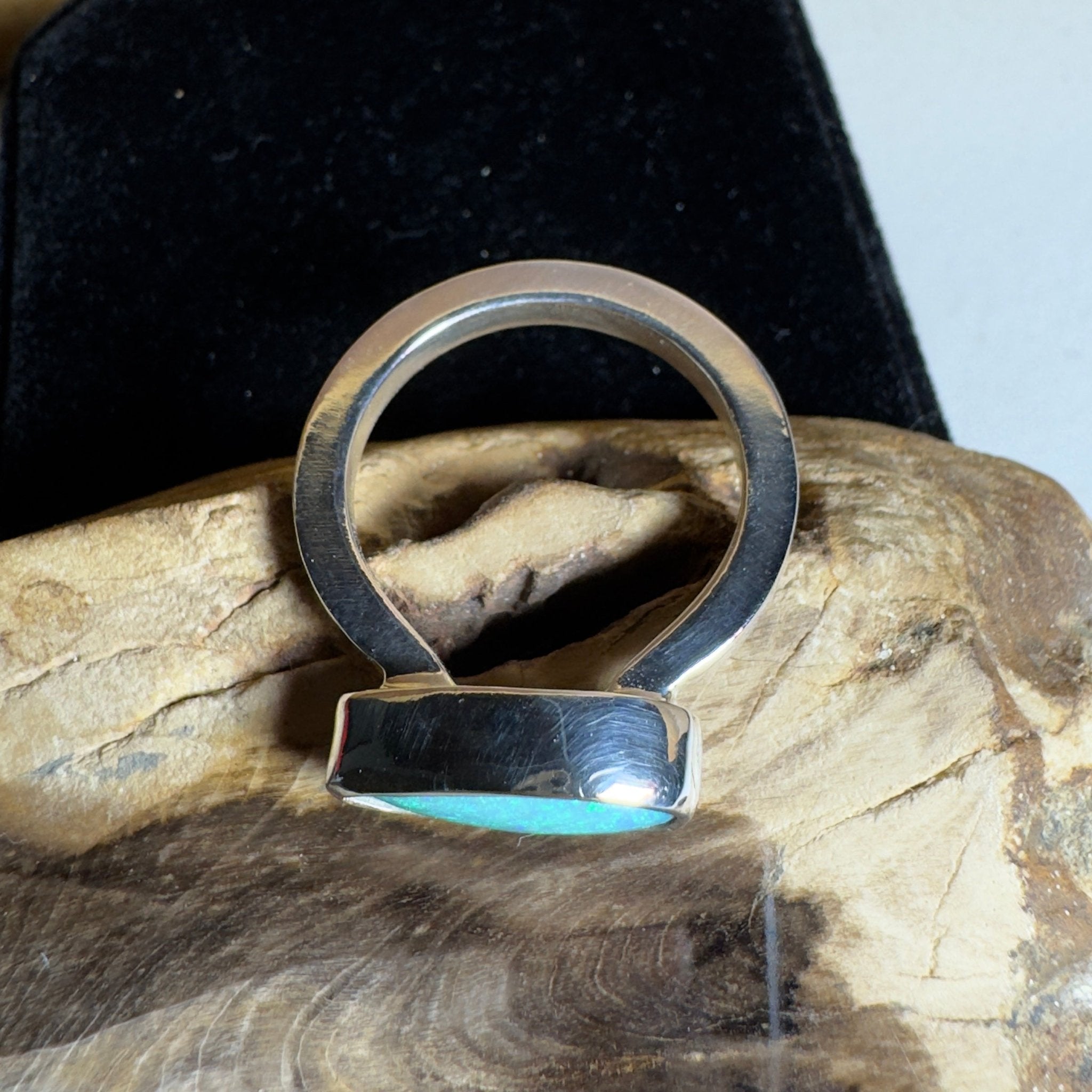 2.2ct Lightning Ridge Opal Ring ~ 'Daintree Azure' | 925 Sterling Silver | Solid Australian Opal