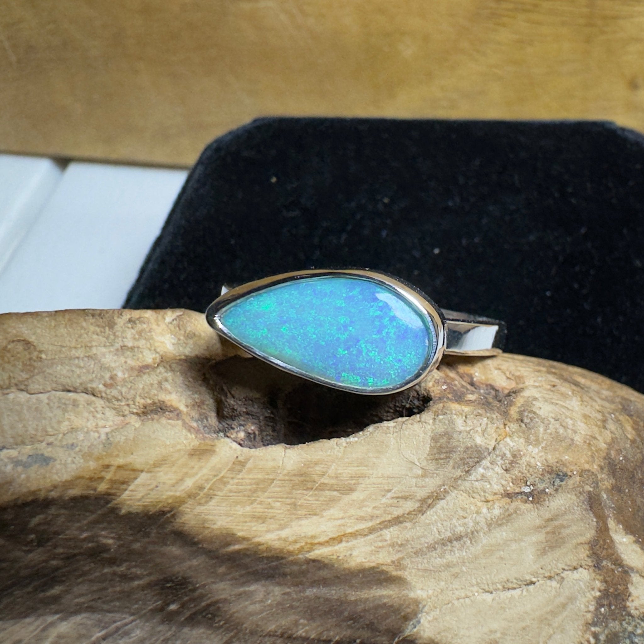 2.2ct Lightning Ridge Opal Ring ~ 'Daintree Azure' | 925 Sterling Silver | Solid Australian Opal