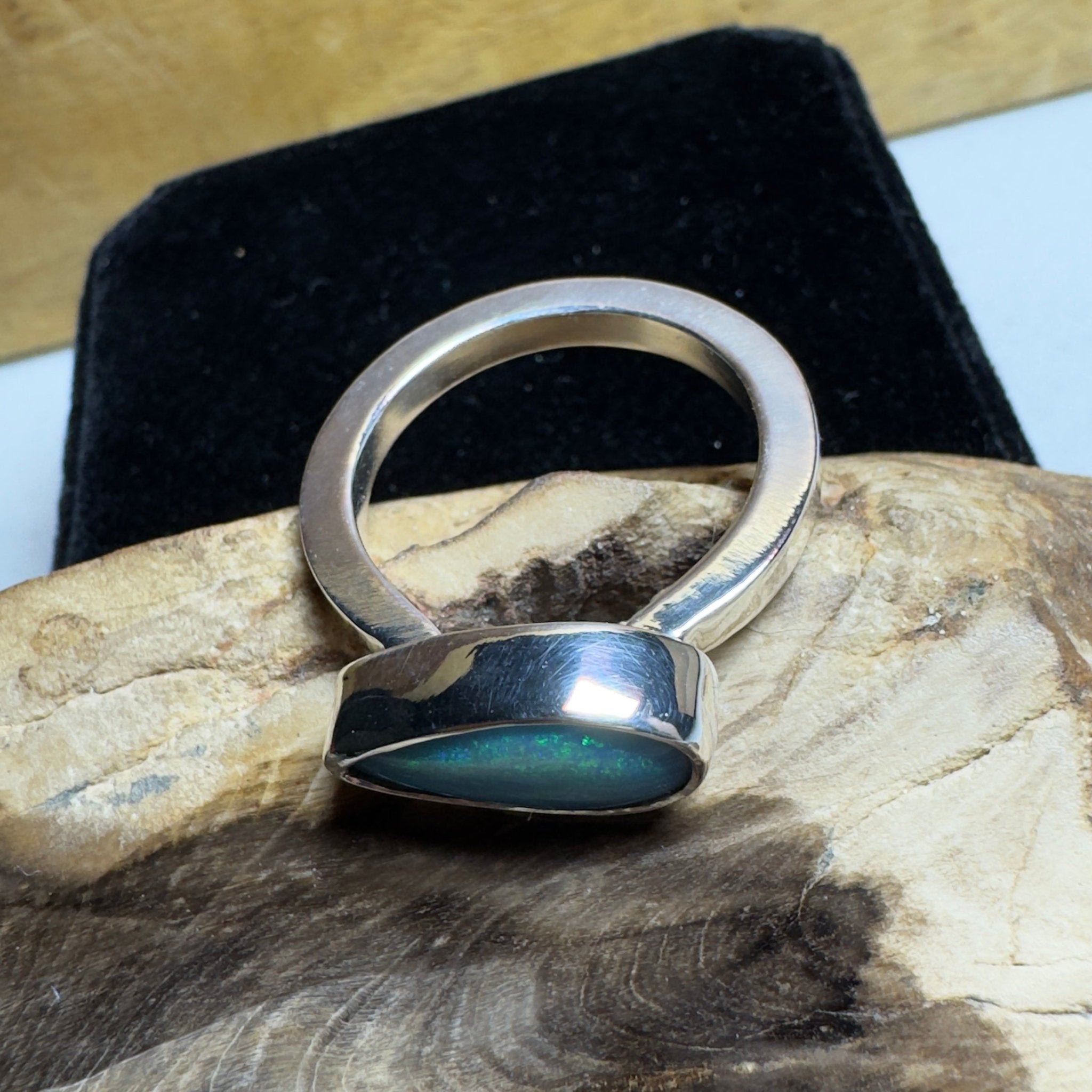 2.2ct Lightning Ridge Opal Ring ~ 'Daintree Azure' | 925 Sterling Silver | Solid Australian Opal
