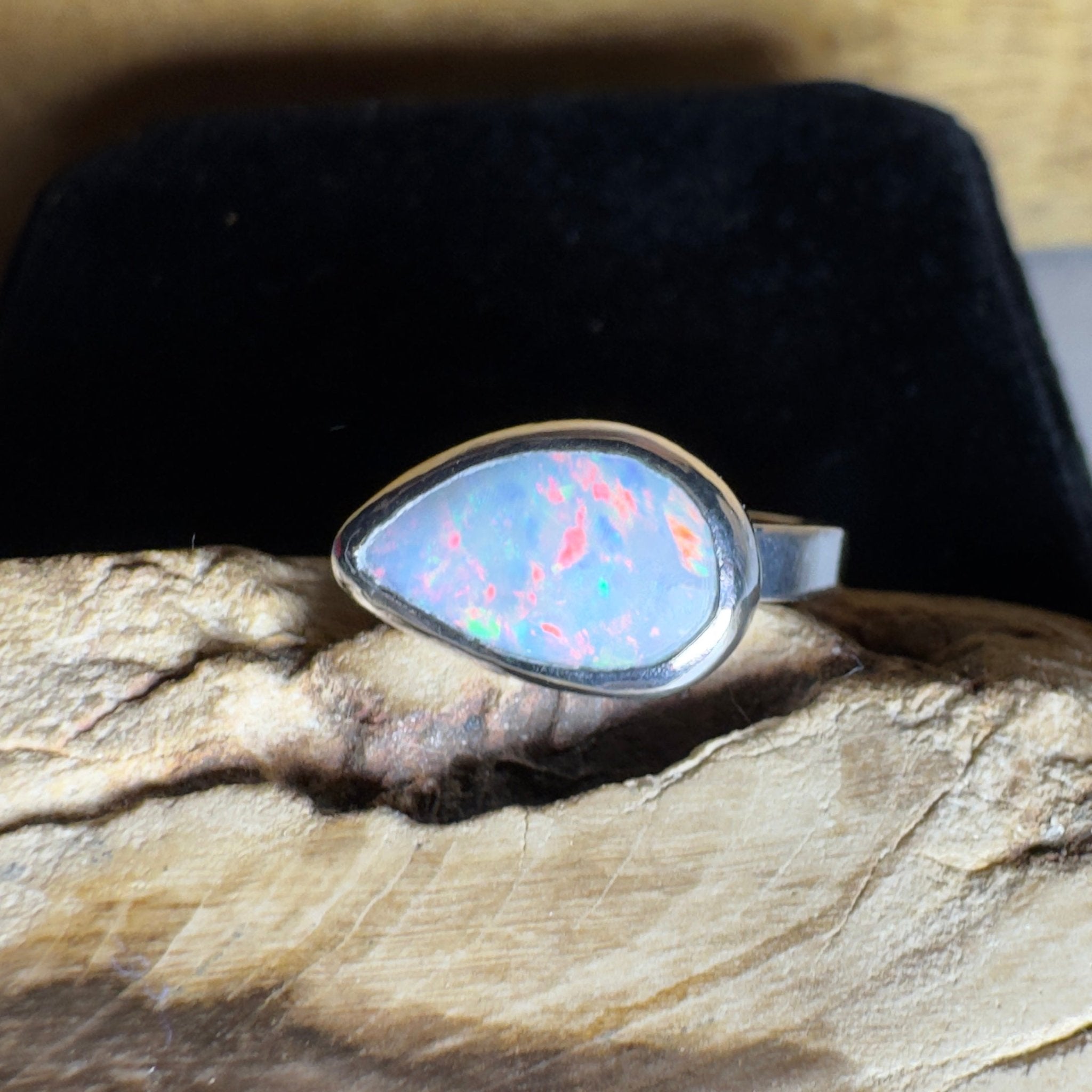 2.2ct Solid Lightning Ridge Opal Ring ~ 'Barossa Glow' | 925 Sterling Silver | Solid Australian Opal