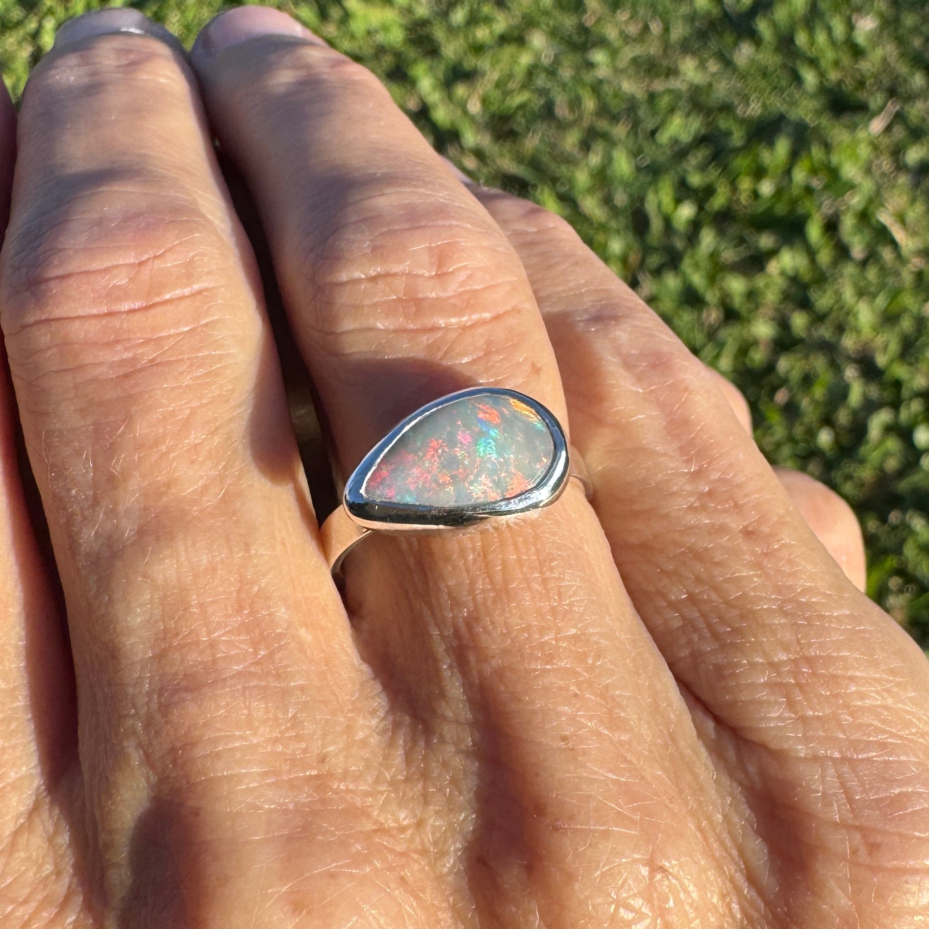 2.2ct Solid Lightning Ridge Opal Ring ~ 'Barossa Glow' | 925 Sterling Silver | Solid Australian Opal
