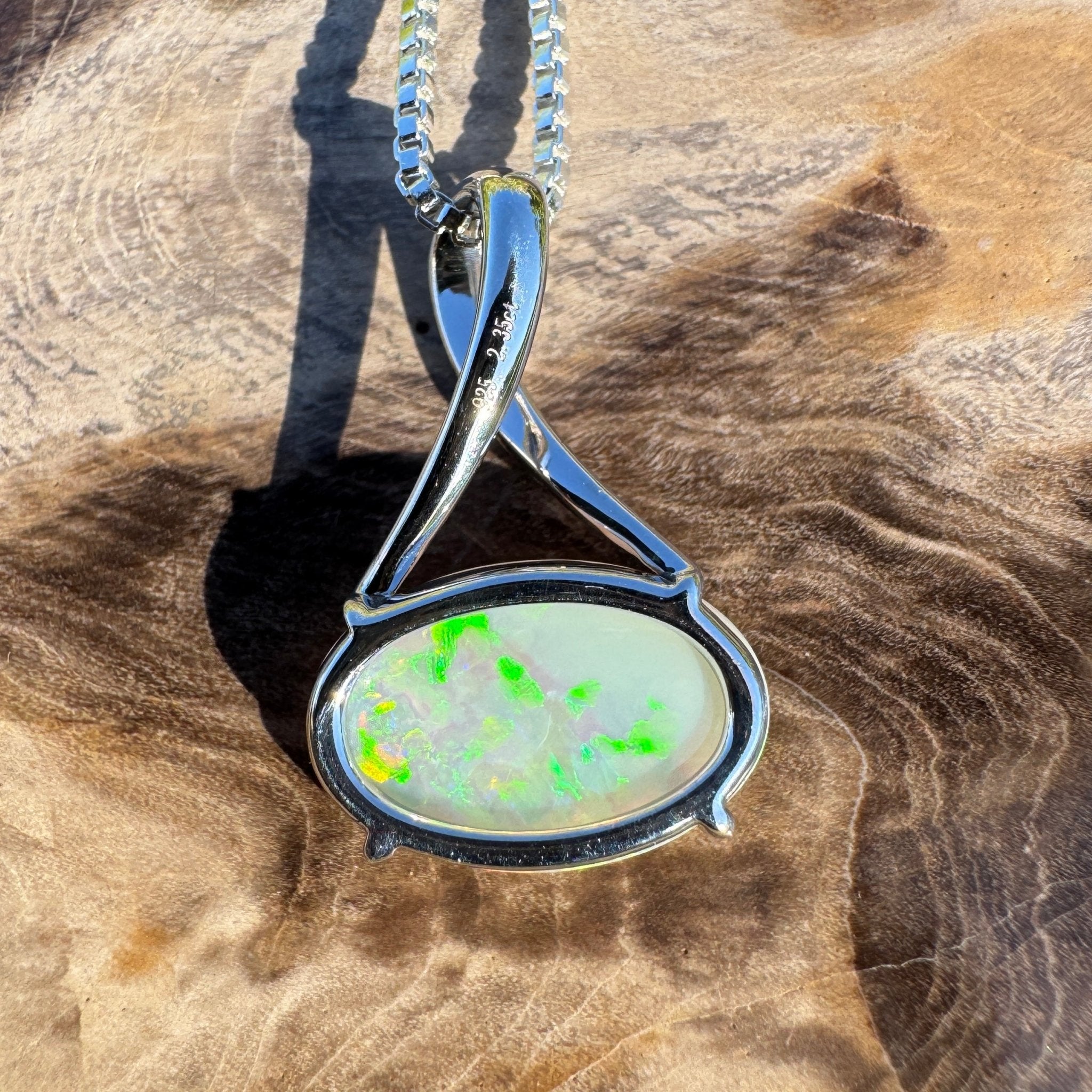 2.35ct Coober Pedy Opal Pendant Necklace ~ 'Arafura Flame' | 925 Sterling Silver | Solid Australian Opal