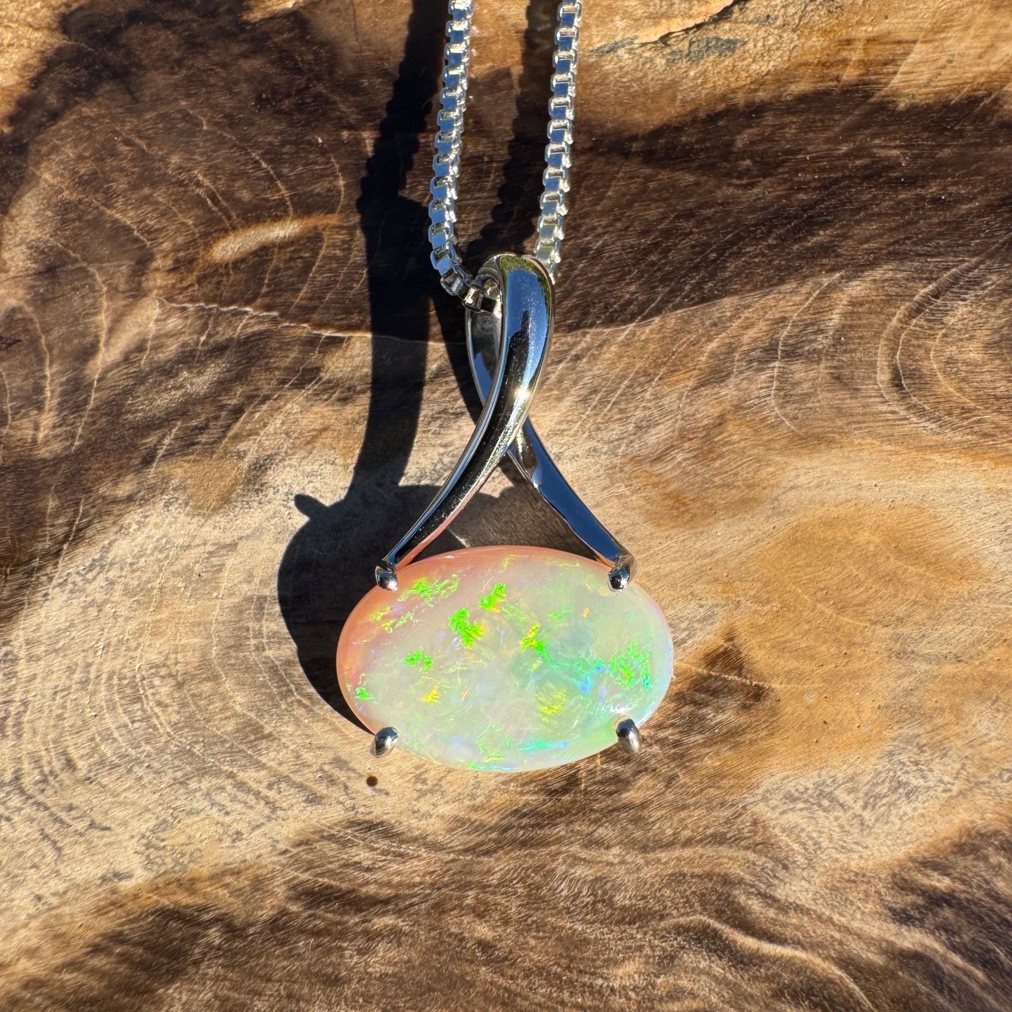 2.35ct Coober Pedy Opal Pendant Necklace ~ 'Arafura Flame' | 925 Sterling Silver | Solid Australian Opal