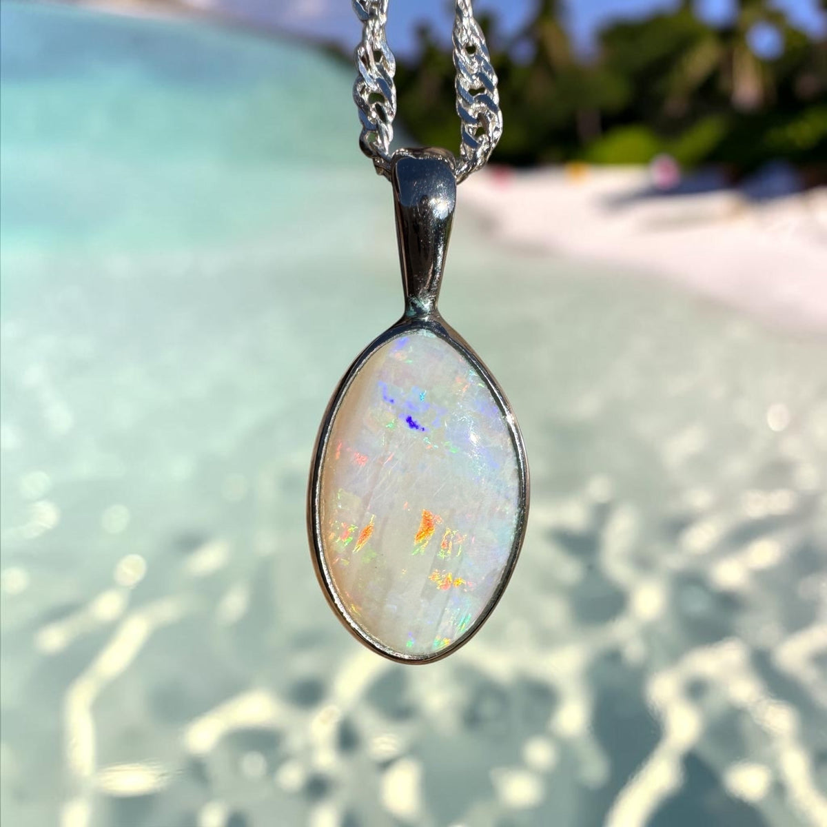2.3ct Coober Pedy Opal Pendant Necklace ~ 'Hutt Lagoon Sunburst' | 925 Sterling Silver | Solid Australian Opal