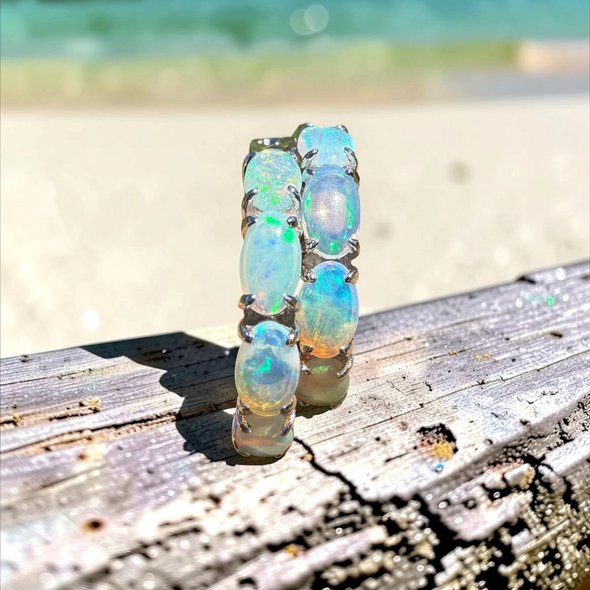 2.4ct Coober Pedy Crystal Opal Huggie Earrings ~ 'Wineglass Bay Greens' | 925 Sterling Silver | Solid Australian Opal