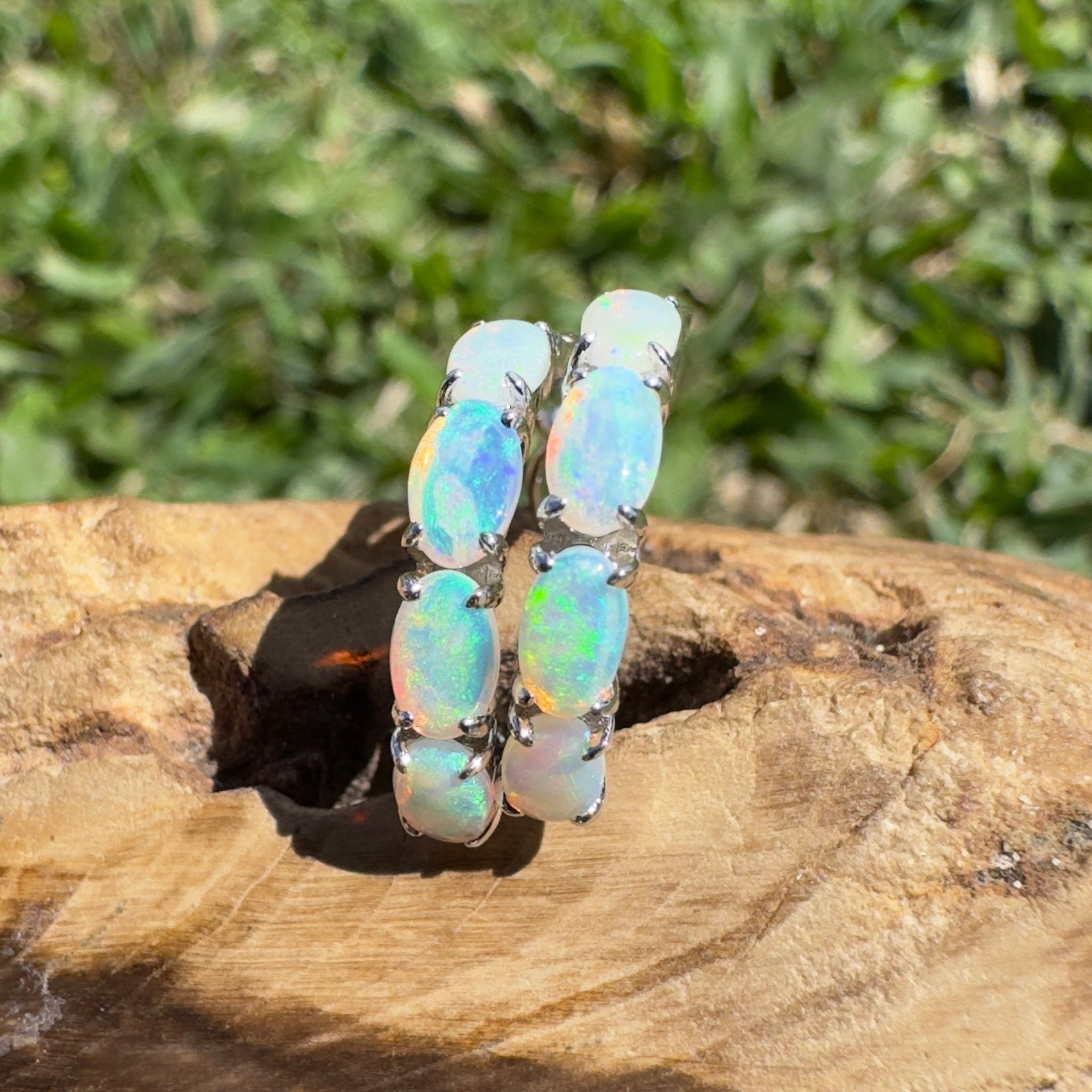 2.4ct Coober Pedy Opal Huggie Earrings ~ 'Tallow Beach Loop' | 925 Sterling Silver | Solid Australian Opal