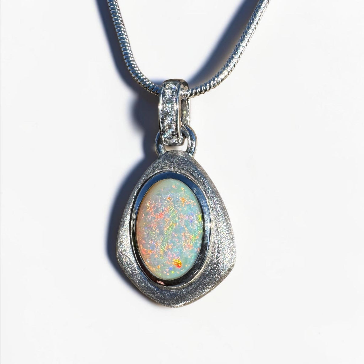 2.4ct Coober Pedy Opal Pendant Necklace ~ 'Warrnambool Glow' | 925 Sterling Silver | Solid Australian Opal