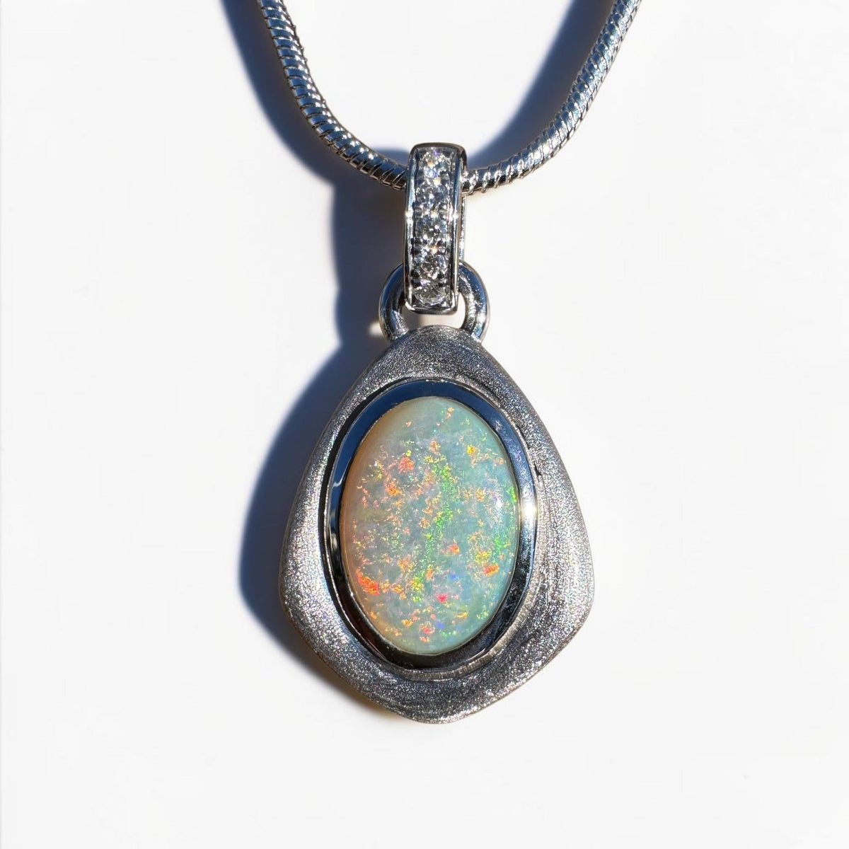 2.4ct Coober Pedy Opal Pendant Necklace ~ 'Warrnambool Glow' | 925 Sterling Silver | Solid Australian Opal