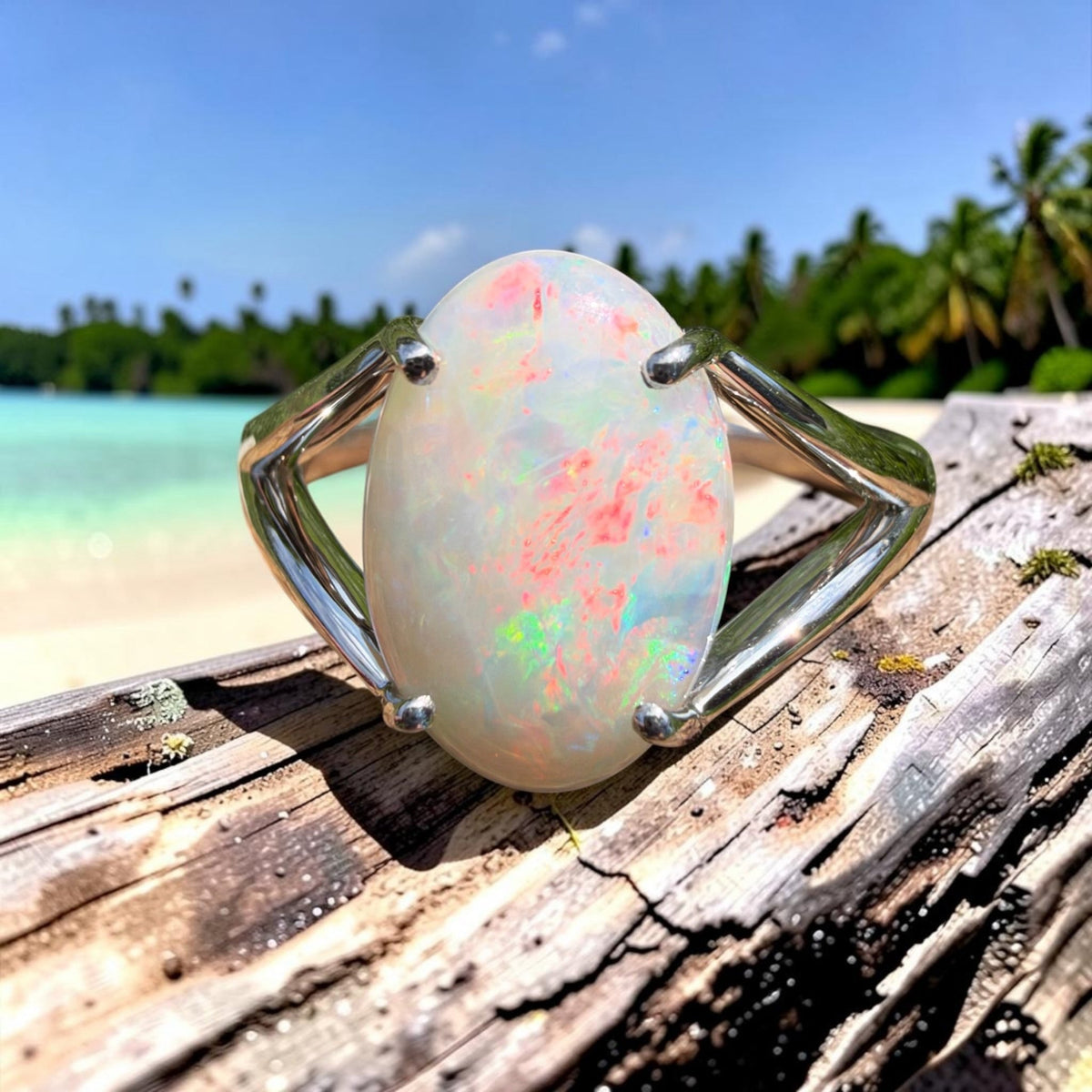 2.4ct Coober Pedy Opal Ring ~ 'Flinders Ranges Prism' | 925 Sterling Silver | Solid Australian Opal