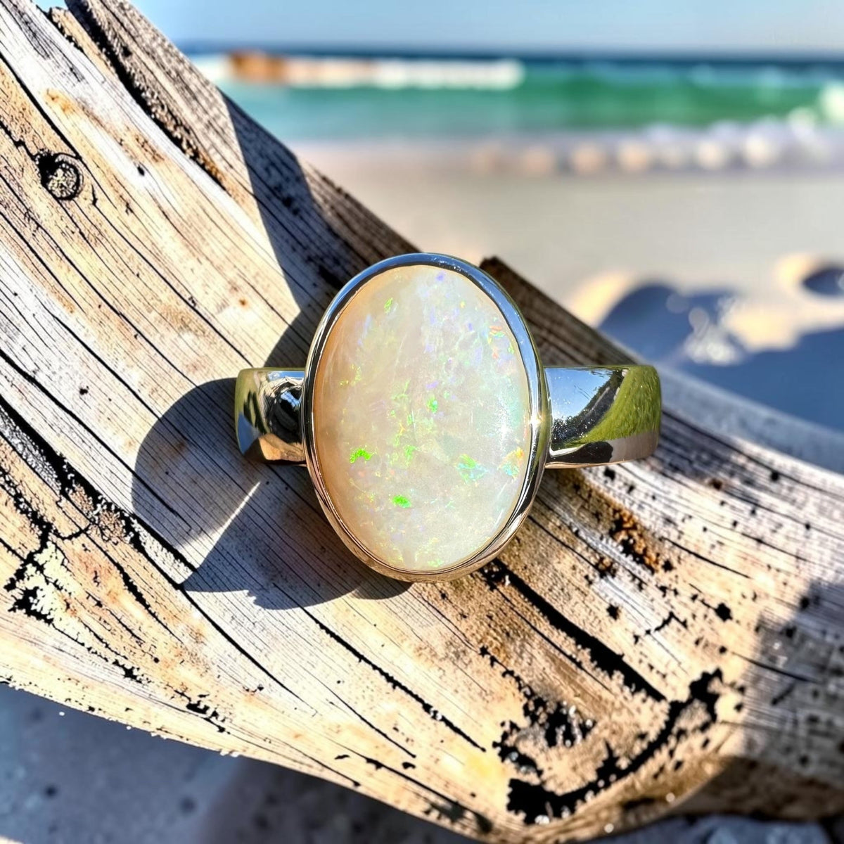 2.4ct Coober Pedy Opal Ring ~ 'Port Lincoln Colour' | 925 Sterling Silver | Solid Australian Opal