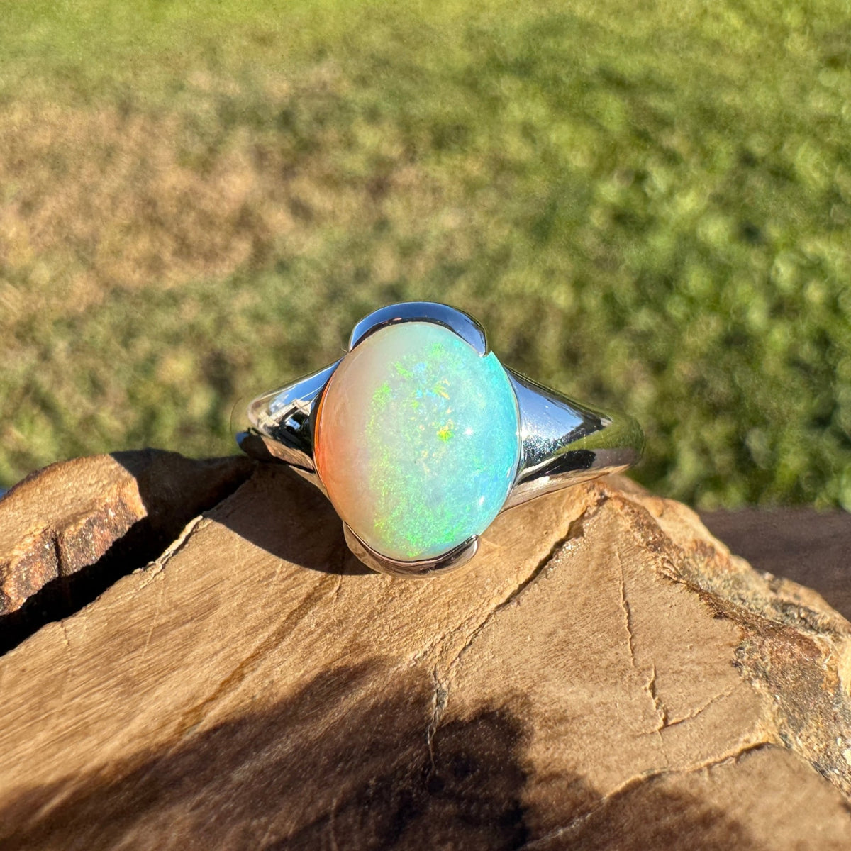 2.4ct Coober Pedy Opal Ring ~ 'Yorke Peninsula Spectrum' | 925 Sterling Silver | Solid Australian Opal