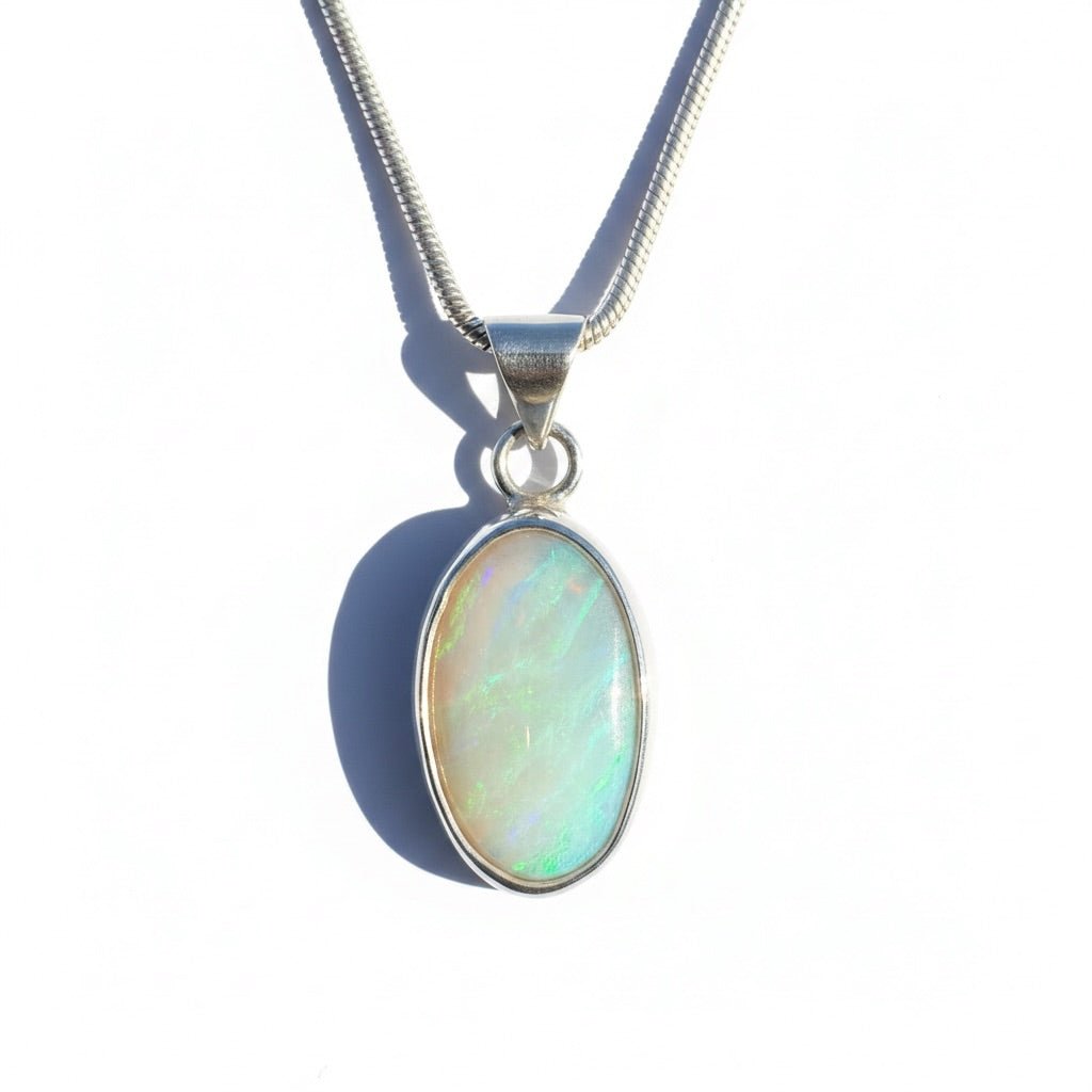 2.4ct Lightning Ridge Opal Pendant Necklace ~ 'Warrnambool Tide' | 925 Sterling Silver | Solid Australian Opal