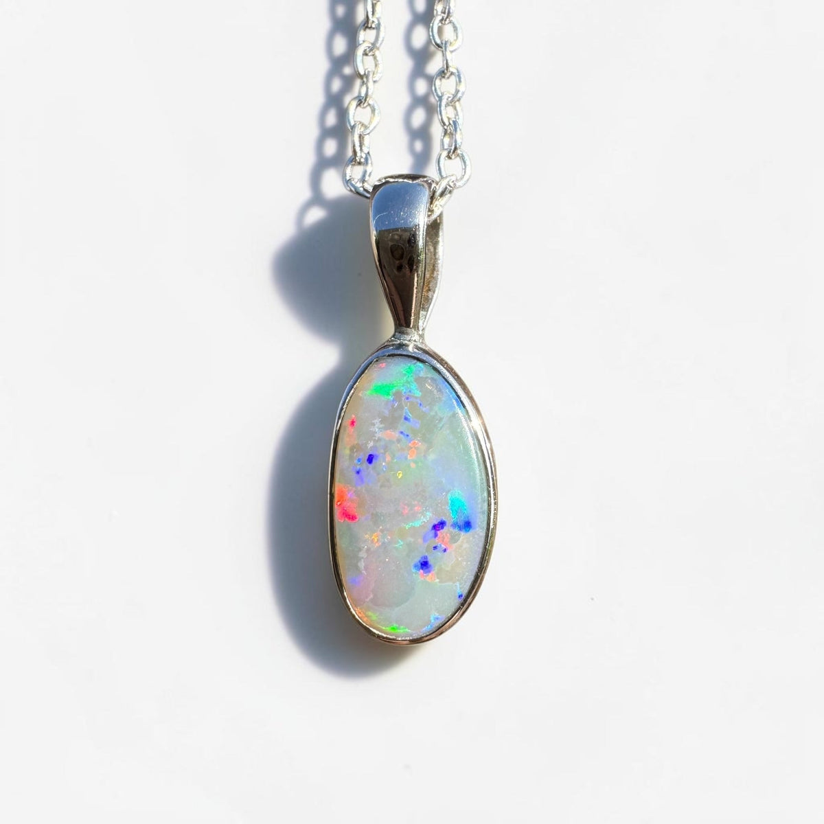 2.5ct Coober Pedy Opal Pendant Necklace ~ 'Boranup Firelight' | 925 Sterling Silver | Solid Australian Opal