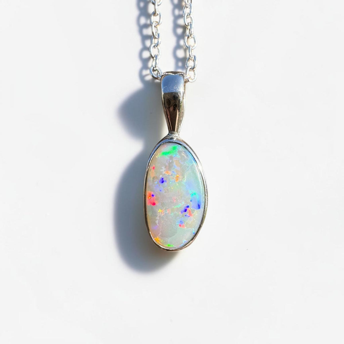 2.5ct Coober Pedy Opal Pendant Necklace ~ 'Boranup Firelight' | 925 Sterling Silver | Solid Australian Opal
