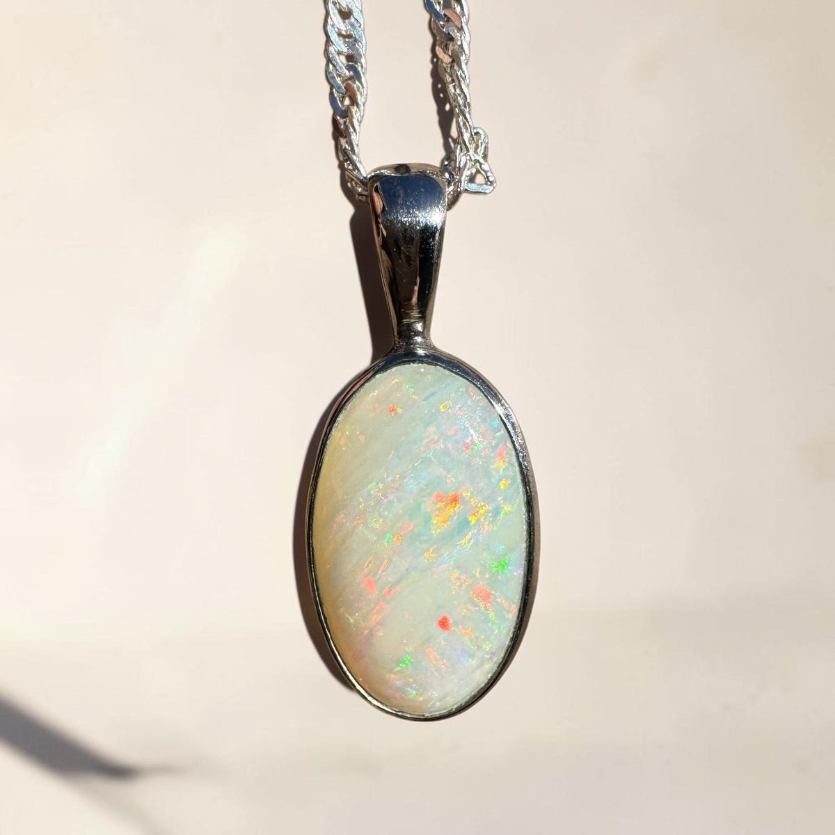 2.5ct Coober Pedy Opal Pendant Necklace ~ 'Kanangra Aurora' | 925 Sterling Silver | Solid Australian Opal