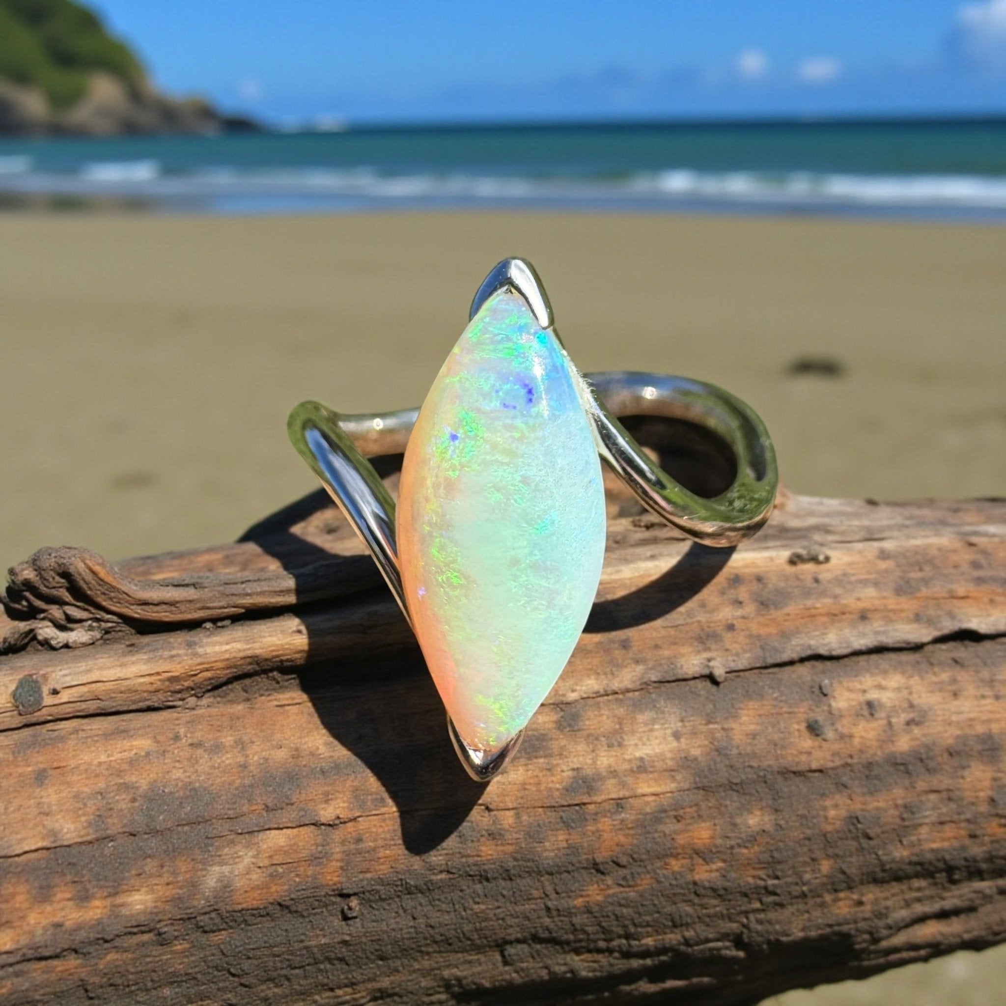 2.5ct Coober Pedy Opal Ring ~ 'Batemans Bay Beauty' | 925 Sterling Silver | Solid Australian Opal