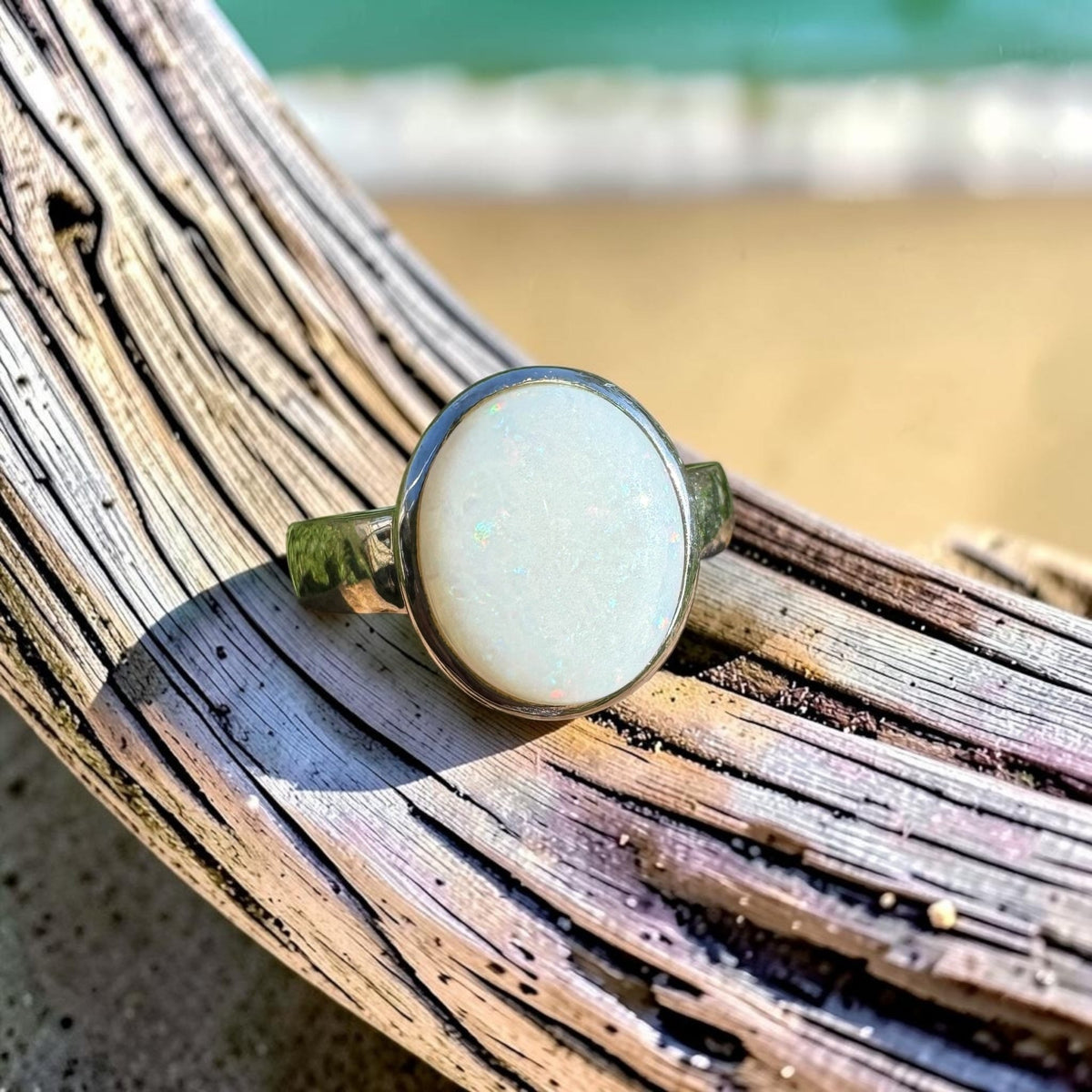 2.5ct Coober Pedy Opal Ring ~ 'Hyden Firelight' | 925 Sterling Silver | Solid Australian Opal
