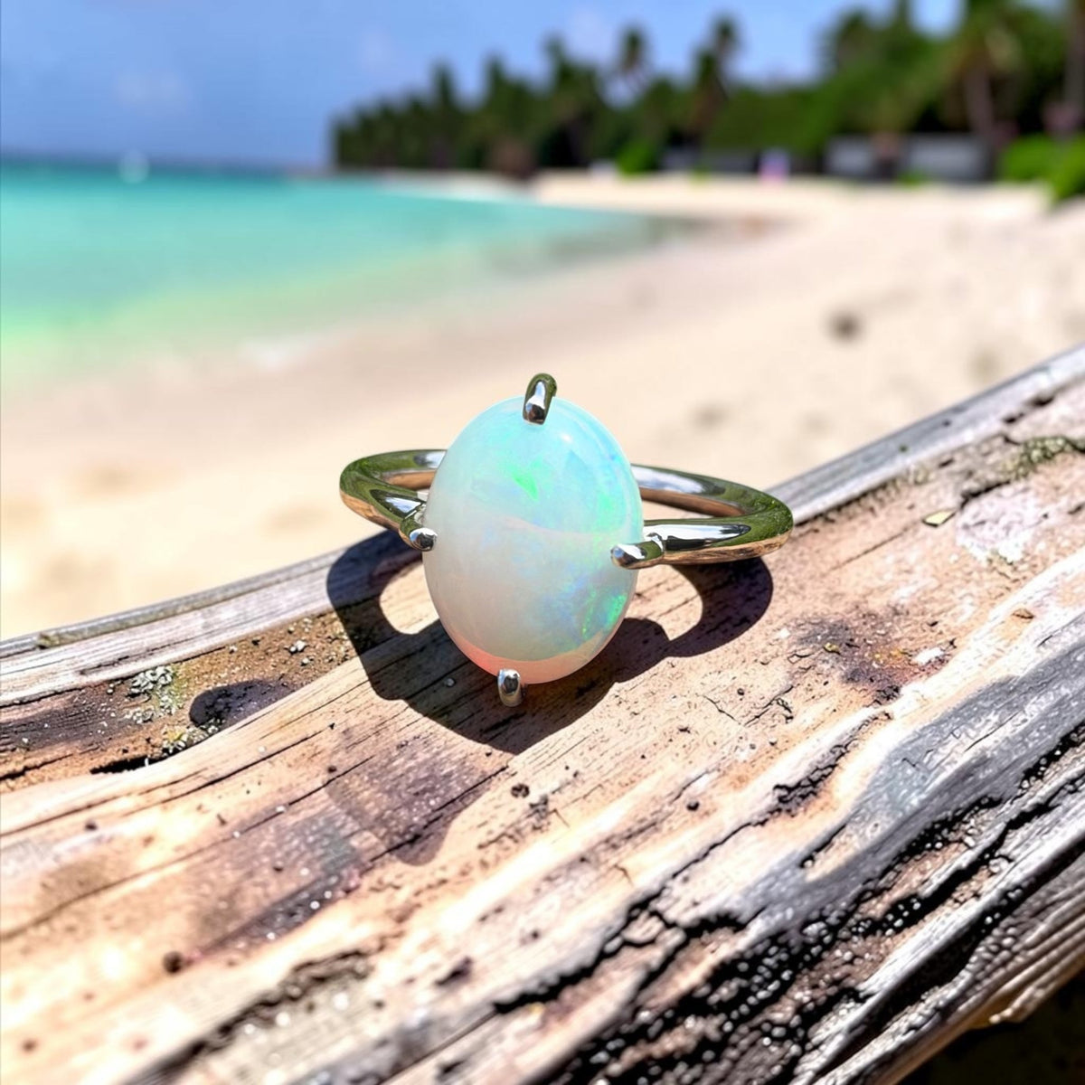 2.5ct Coober Pedy Opal Ring ~ 'Karijini Rainbow' | 925 Sterling Silver | Solid Australian Opal