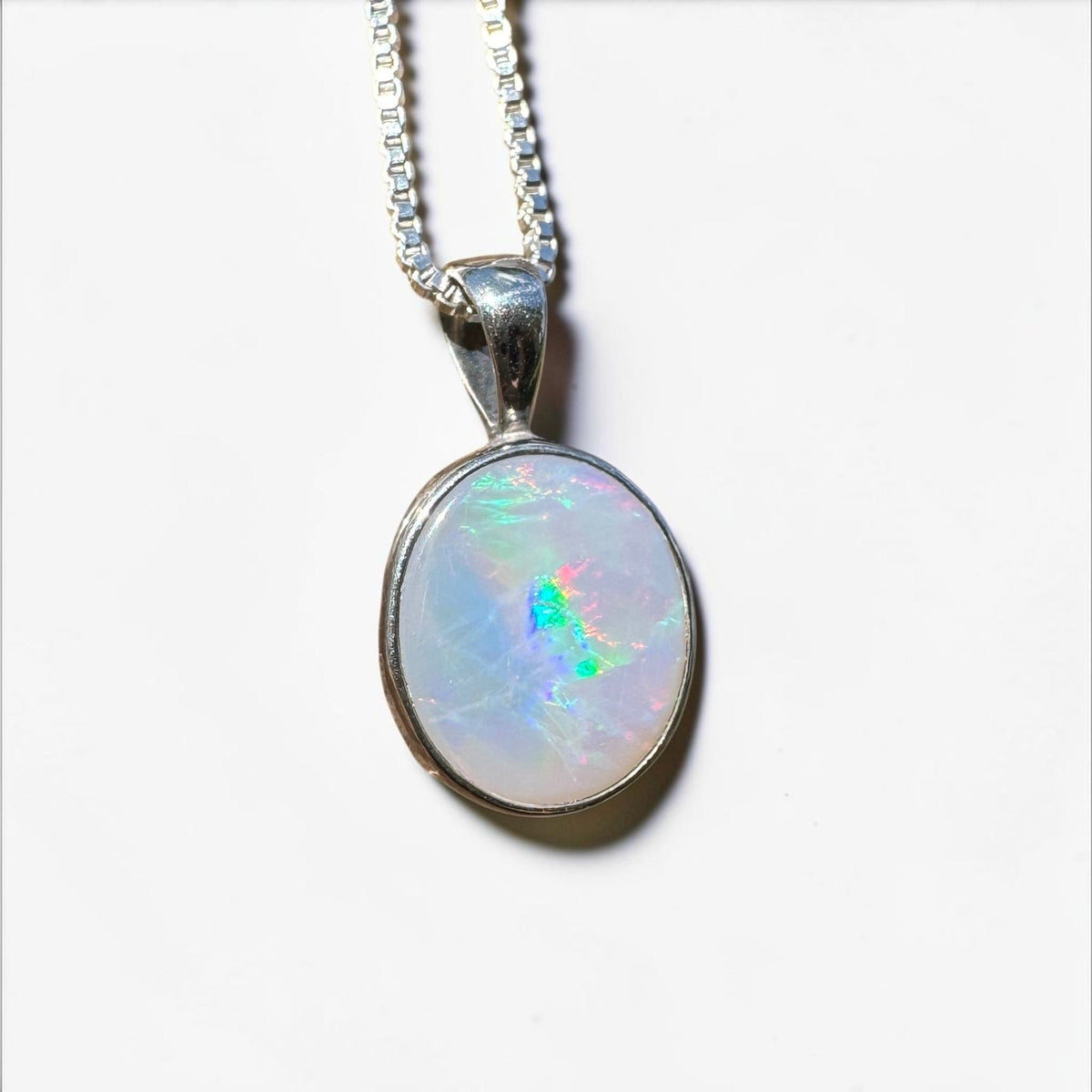 2.5ct Lightning Ridge Semi Black Opal Pendant Necklace ~ 'Angledool Ember' | 925 Sterling Silver | Solid Australian Opal
