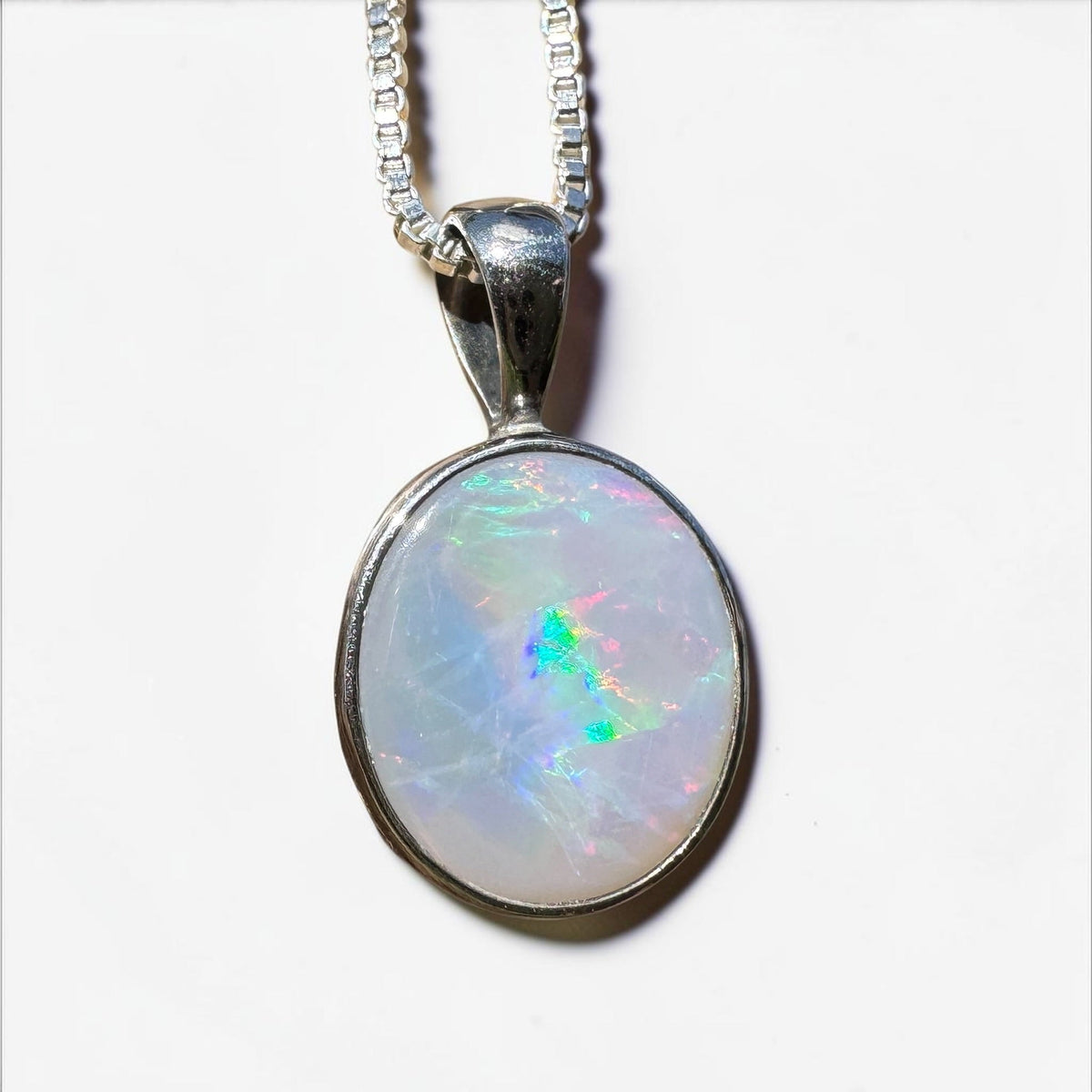 2.5ct Lightning Ridge Semi Black Opal Pendant Necklace ~ 'Angledool Ember' | 925 Sterling Silver | Solid Australian Opal