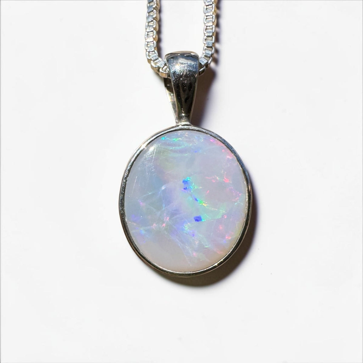 2.5ct Lightning Ridge Semi Black Opal Pendant Necklace ~ 'Angledool Ember' | 925 Sterling Silver | Solid Australian Opal