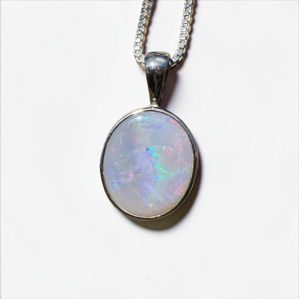2.5ct Lightning Ridge Semi Black Opal Pendant Necklace ~ 'Angledool Ember' | 925 Sterling Silver | Solid Australian Opal
