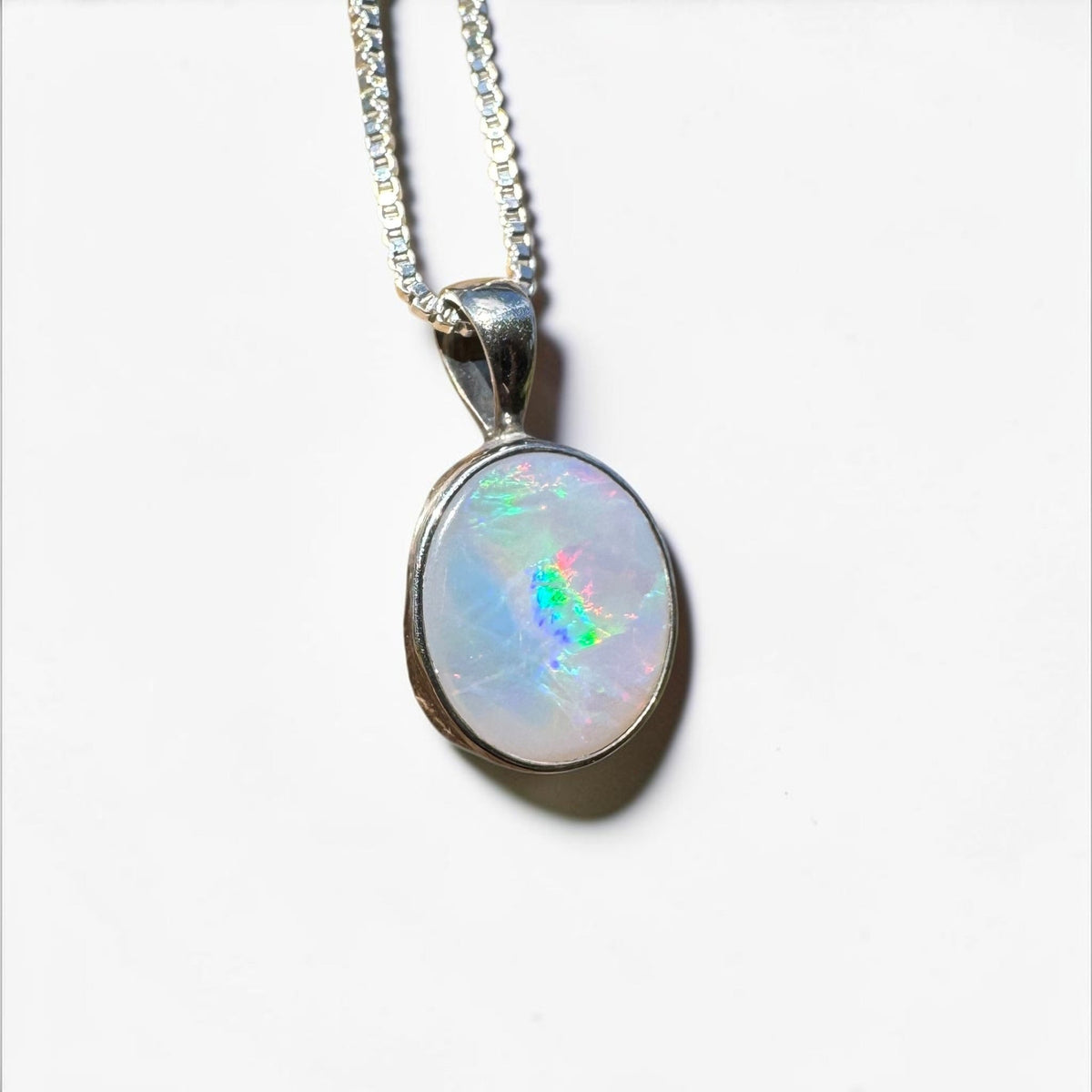 2.5ct Lightning Ridge Semi Black Opal Pendant Necklace ~ 'Angledool Ember' | 925 Sterling Silver | Solid Australian Opal