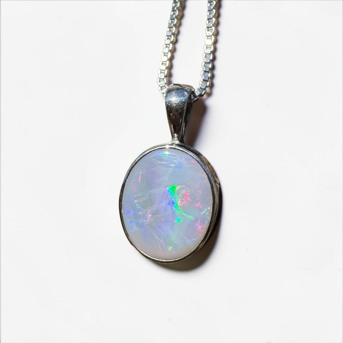 2.5ct Lightning Ridge Semi Black Opal Pendant Necklace ~ 'Angledool Ember' | 925 Sterling Silver | Solid Australian Opal