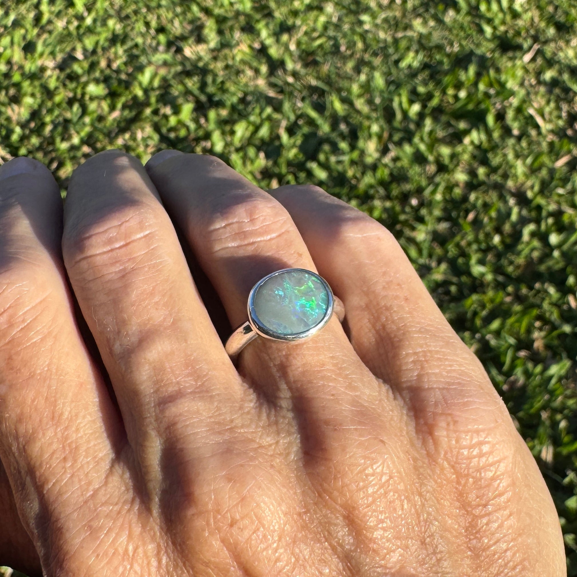 2.5ct Solid Lightning Ridge Opal Ring ~'Azure Flame Glow' | 925 Sterling Silver | Solid Australian Opal
