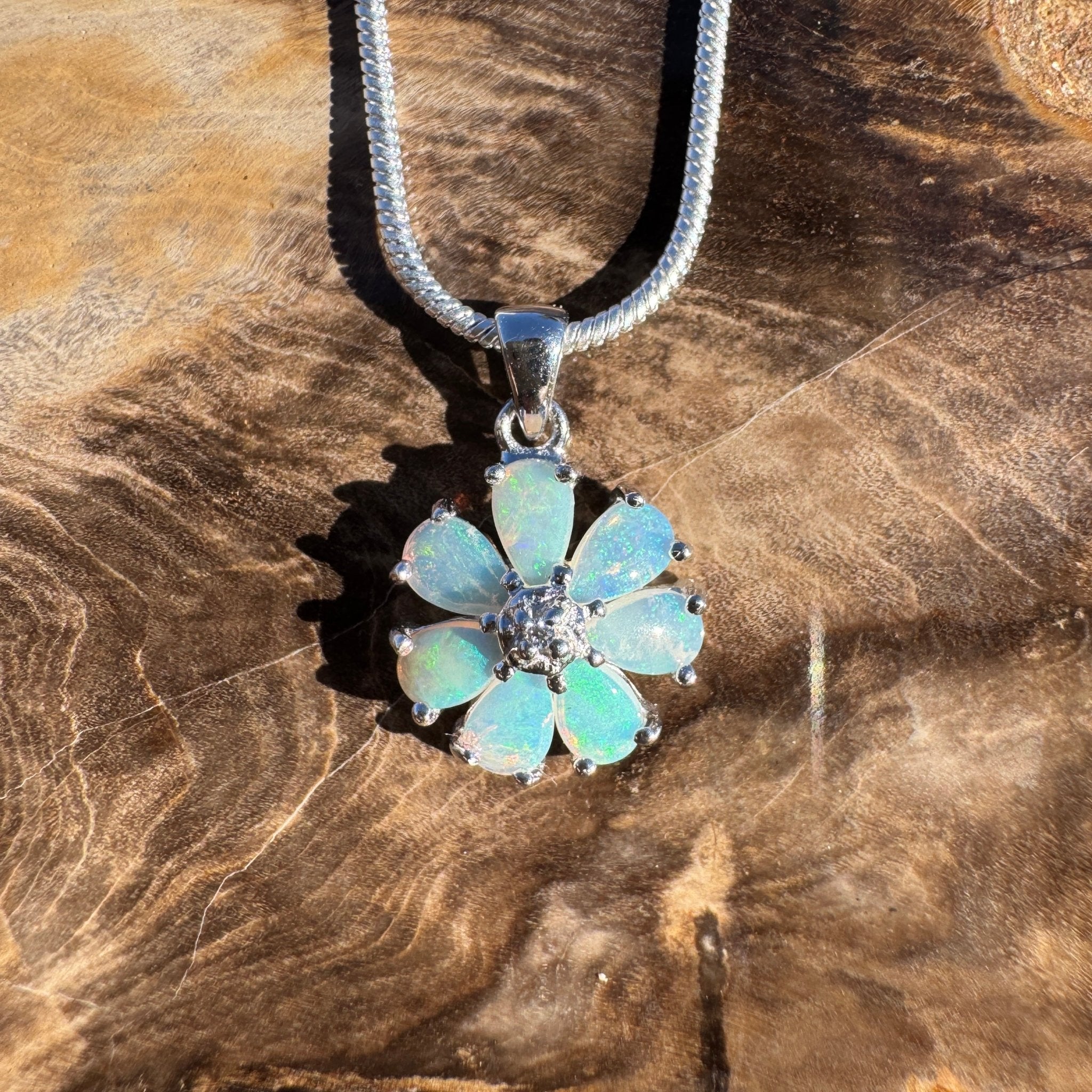 2.8ct Coober Pedy Opal Pendant Necklace ~ 'Daintree Shimmer' | 925 Sterling Silver | Solid Australian Opal