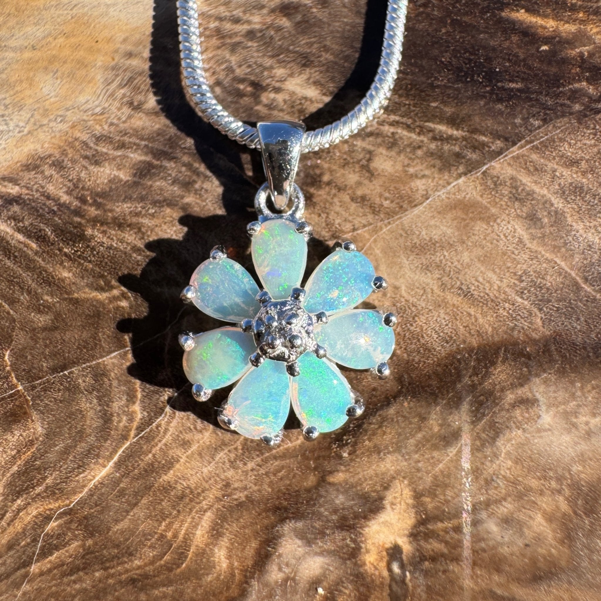 2.8ct Coober Pedy Opal Pendant Necklace ~ 'Daintree Shimmer' | 925 Sterling Silver | Solid Australian Opal