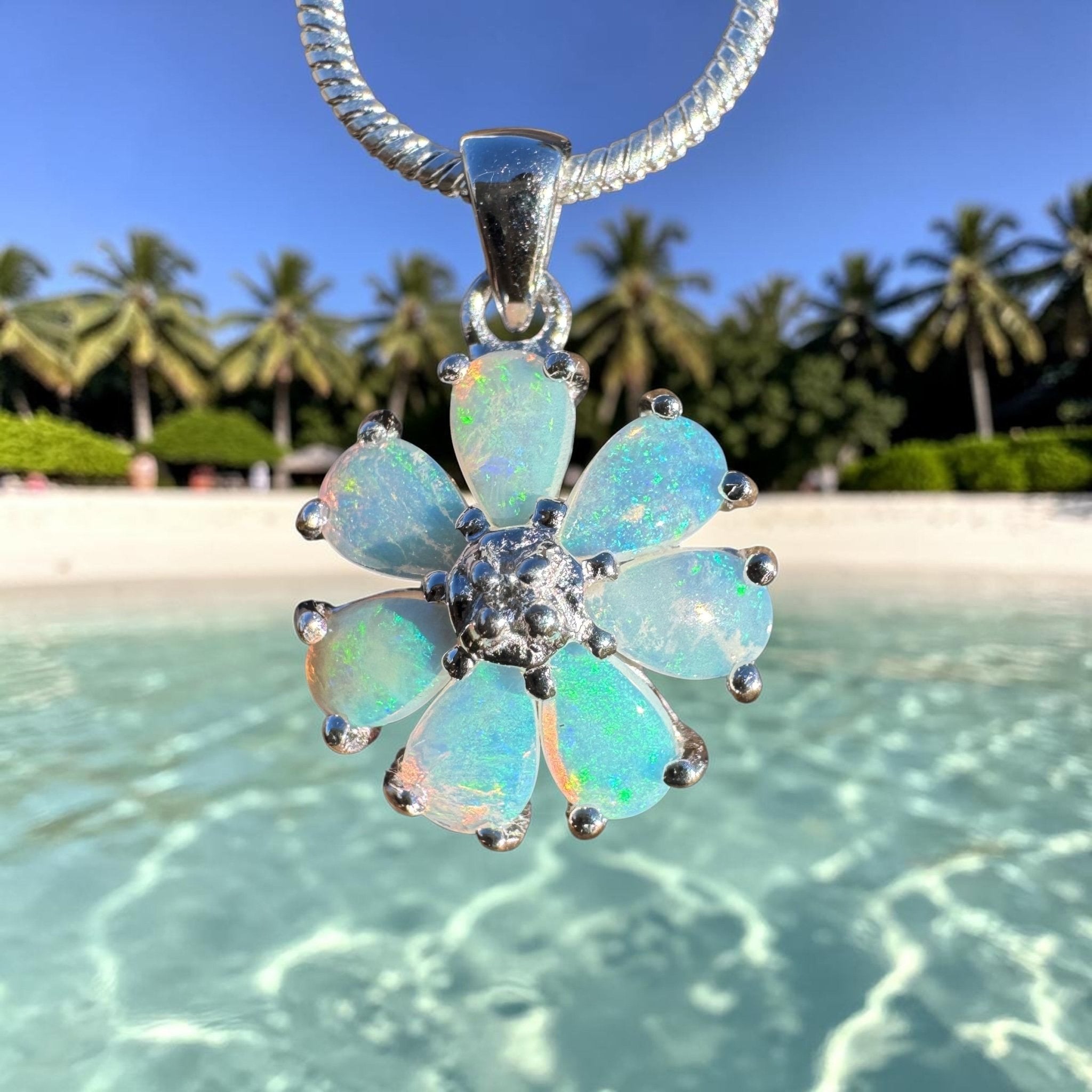 2.8ct Coober Pedy Opal Pendant Necklace ~ 'Daintree Shimmer' | 925 Sterling Silver | Solid Australian Opal