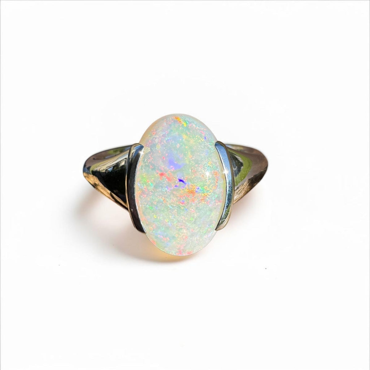 2.8ct Coober Pedy Opal Ring ~ 'Barossa Spectrum' | 925 Sterling Silver | Solid Australian Opal