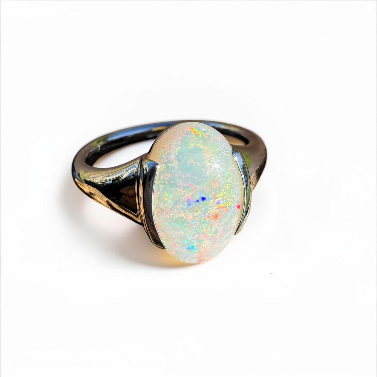 2.8ct Coober Pedy Opal Ring ~ 'Barossa Spectrum' | 925 Sterling Silver | Solid Australian Opal