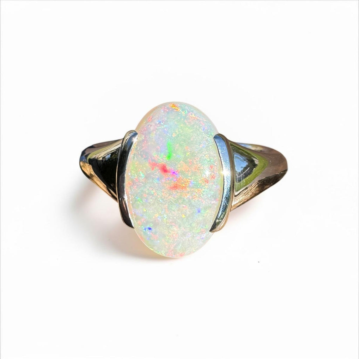 2.8ct Coober Pedy Opal Ring ~ 'Barossa Spectrum' | 925 Sterling Silver | Solid Australian Opal