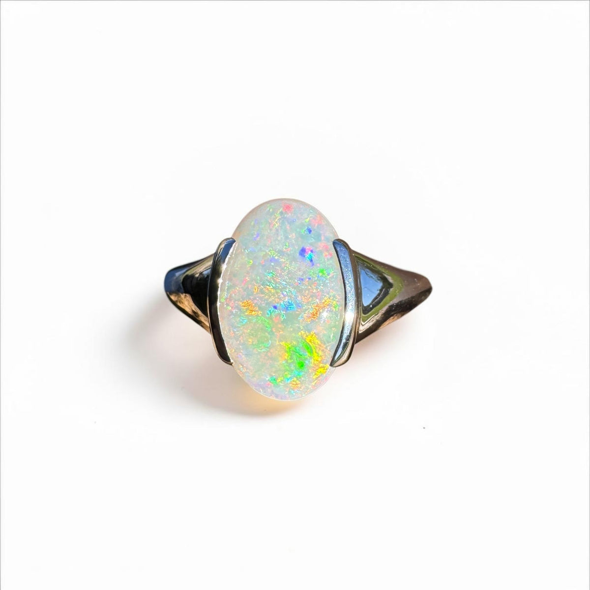 2.8ct Coober Pedy Opal Ring ~ 'Barossa Spectrum' | 925 Sterling Silver | Solid Australian Opal