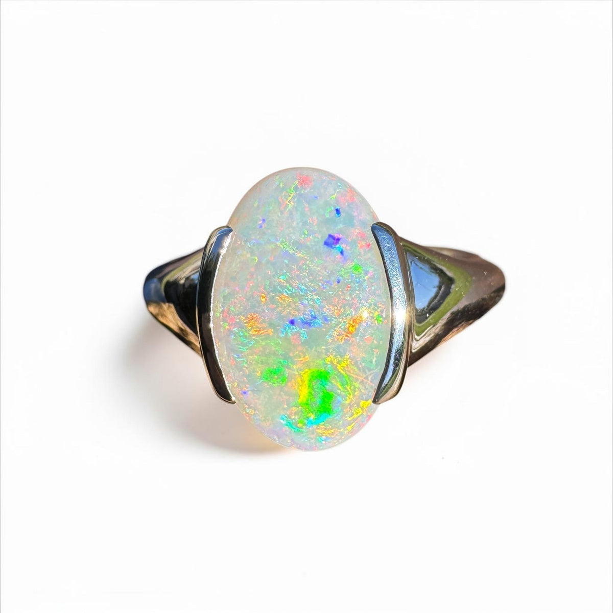 2.8ct Coober Pedy Opal Ring ~ 'Barossa Spectrum' | 925 Sterling Silver | Solid Australian Opal