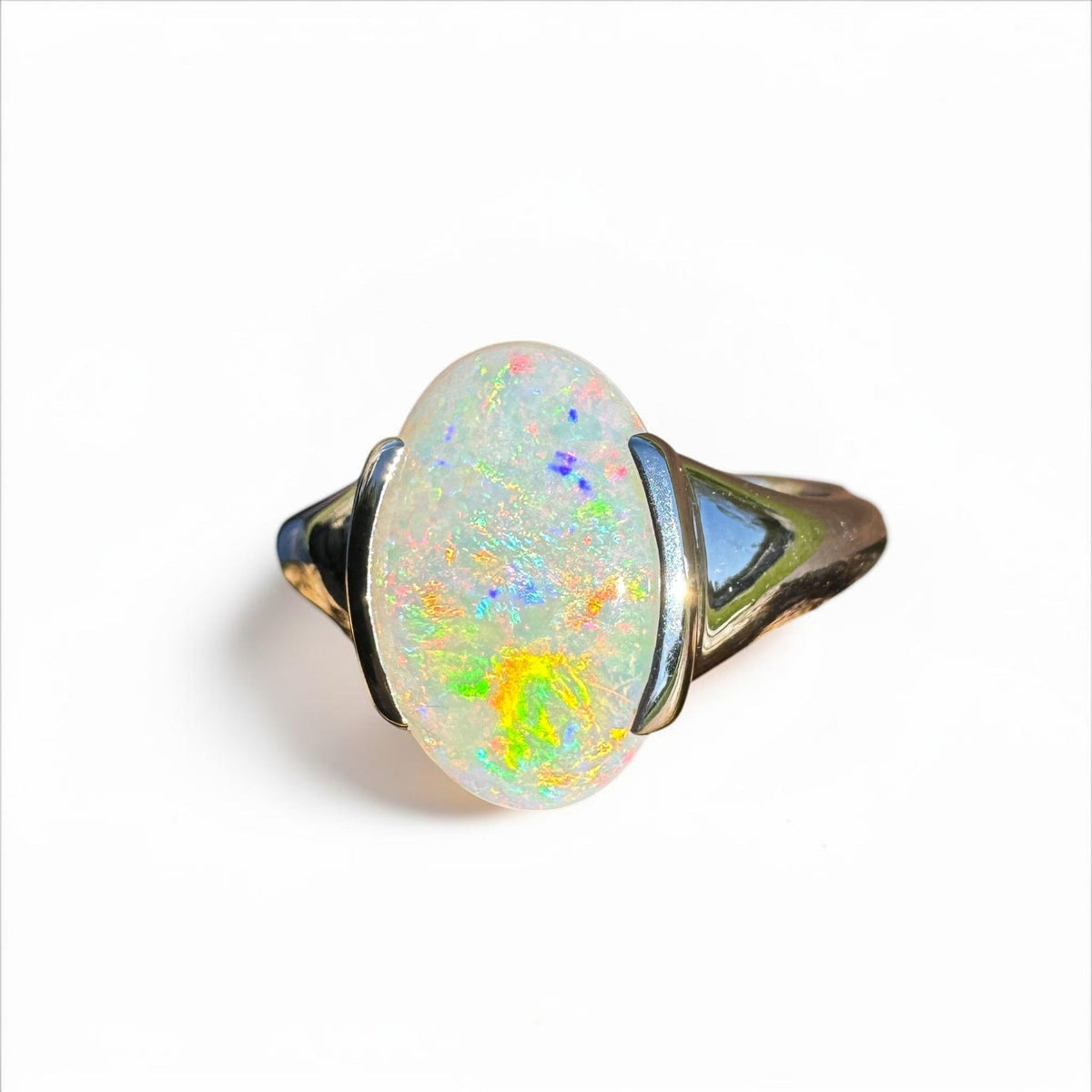 2.8ct Coober Pedy Opal Ring ~ 'Barossa Spectrum' | 925 Sterling Silver | Solid Australian Opal
