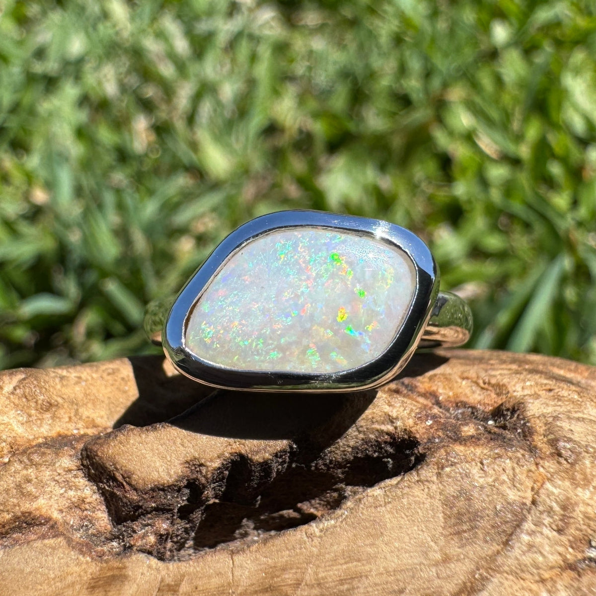 2.8ct Mintabie Opal Ring ~ 'Ediacara Spark' | 925 Sterling Silver | Solid Australian Opal