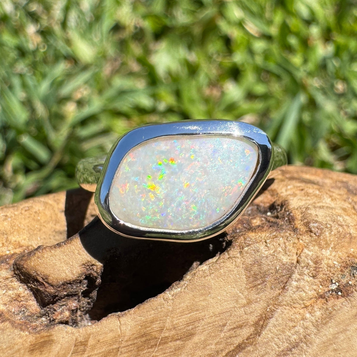 2.8ct Mintabie Opal Ring ~ 'Ediacara Spark' | 925 Sterling Silver | Solid Australian Opal