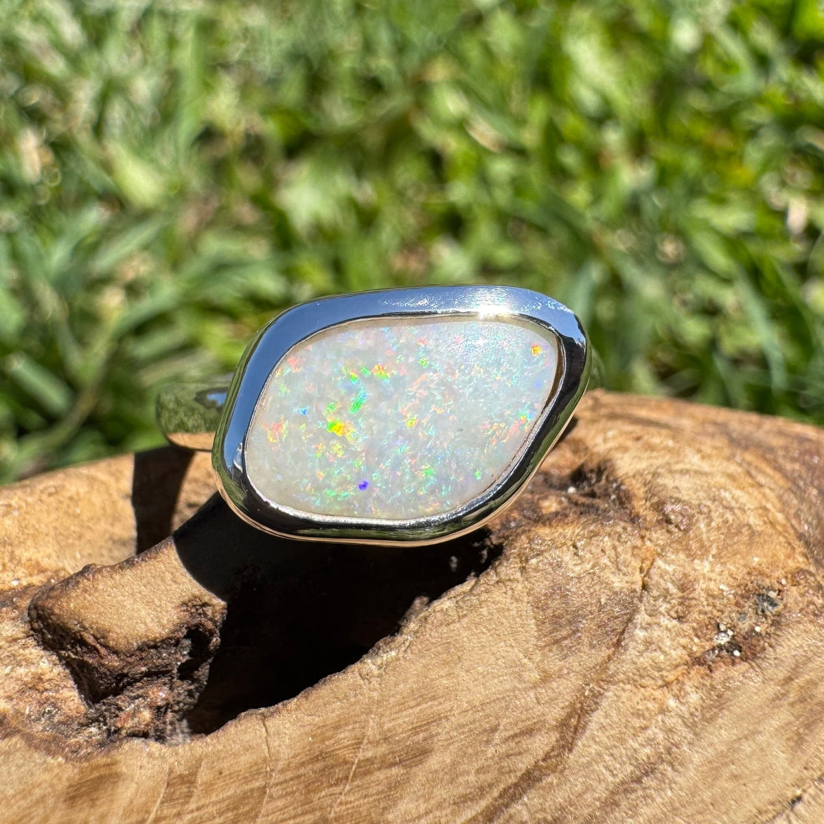 2.8ct Mintabie Opal Ring ~ 'Ediacara Spark' | 925 Sterling Silver | Solid Australian Opal