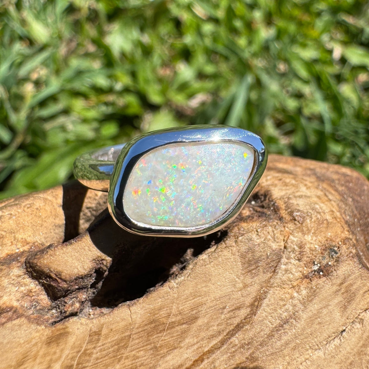 2.8ct Mintabie Opal Ring ~ 'Ediacara Spark' | 925 Sterling Silver | Solid Australian Opal
