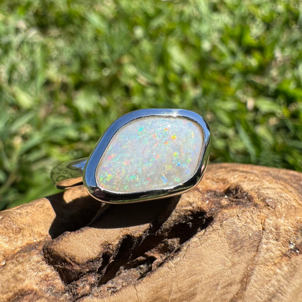 2.8ct Mintabie Opal Ring ~ 'Ediacara Spark' | 925 Sterling Silver | Solid Australian Opal