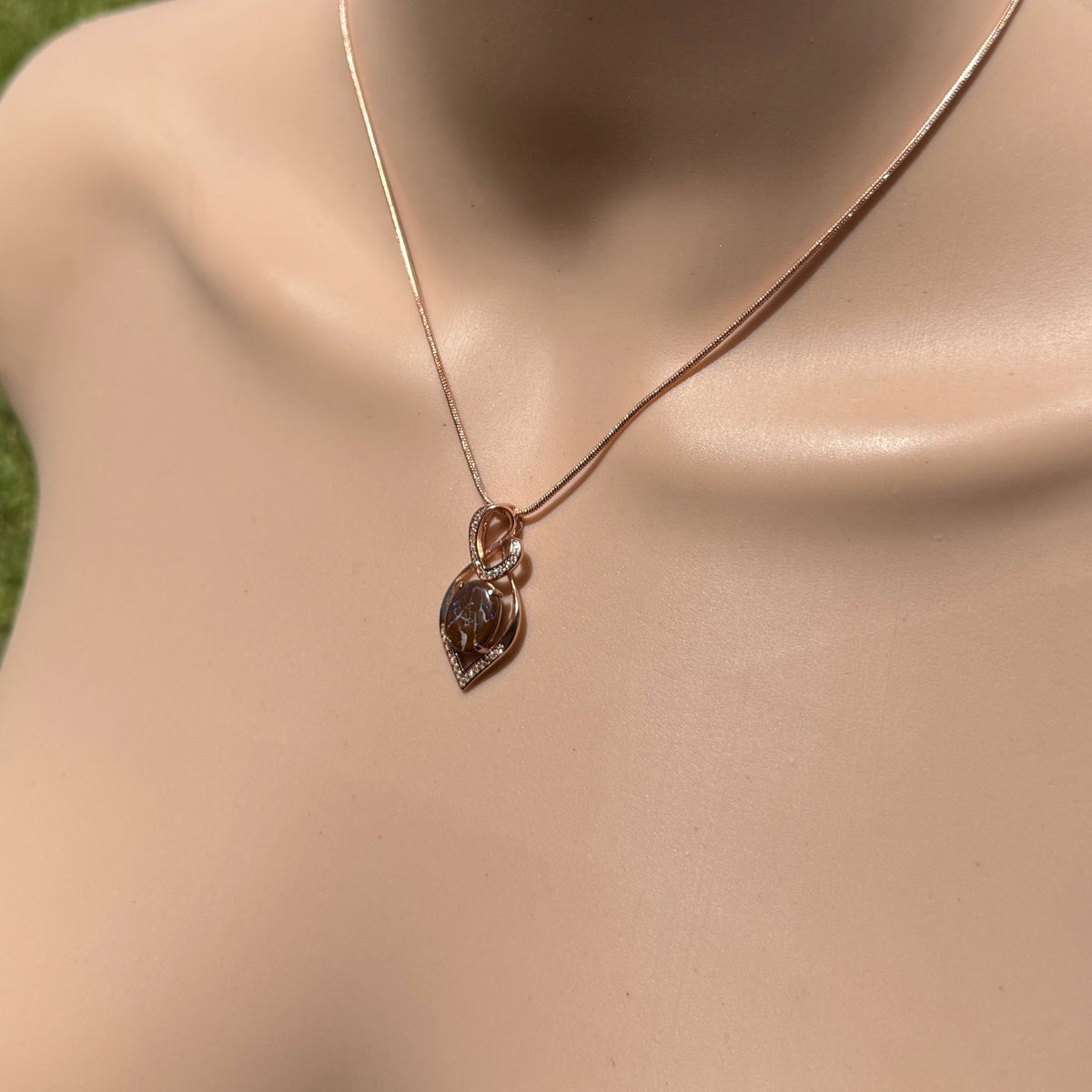 2.8ct Queensland Opal Pendant Necklace ~ 'Maria Island Glow' | Rose Gold Coated 925 Sterling Silver | Solid Australian Opal