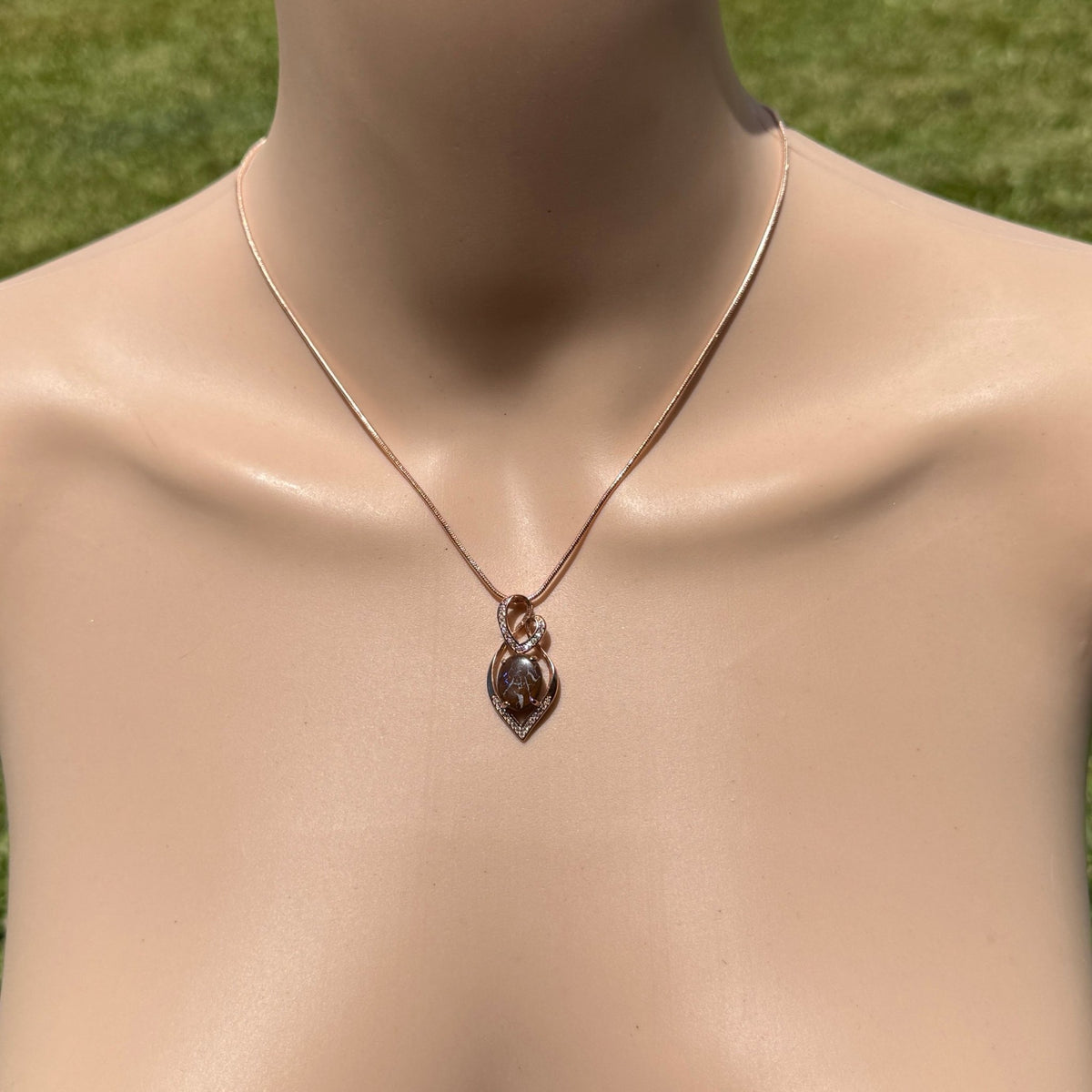 2.8ct Queensland Opal Pendant Necklace ~ 'Maria Island Glow' | Rose Gold Coated 925 Sterling Silver | Solid Australian Opal