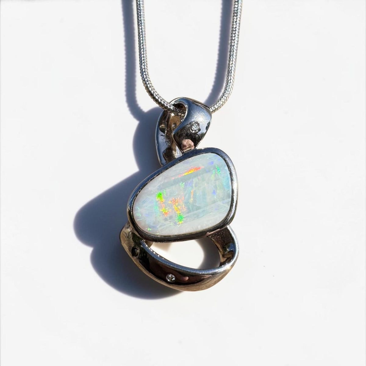 2.9ct Coober Pedy Opal Pendant Necklace ~ 'Cobargo Glow' | 925 Sterling Silver | Solid Australian Opal