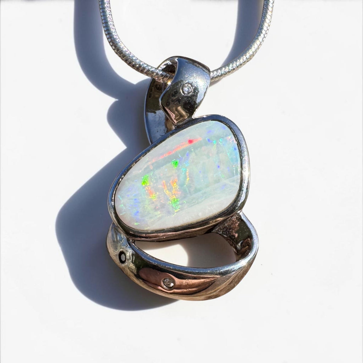 2.9ct Coober Pedy Opal Pendant Necklace ~ 'Cobargo Glow' | 925 Sterling Silver | Solid Australian Opal