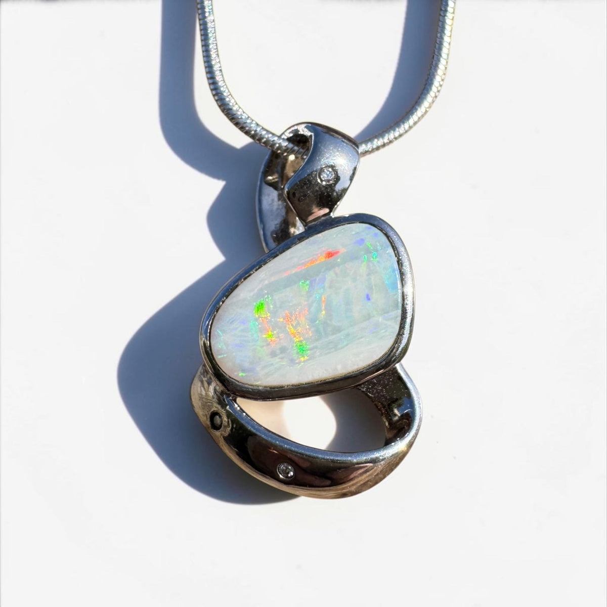 2.9ct Coober Pedy Opal Pendant Necklace ~ 'Cobargo Glow' | 925 Sterling Silver | Solid Australian Opal